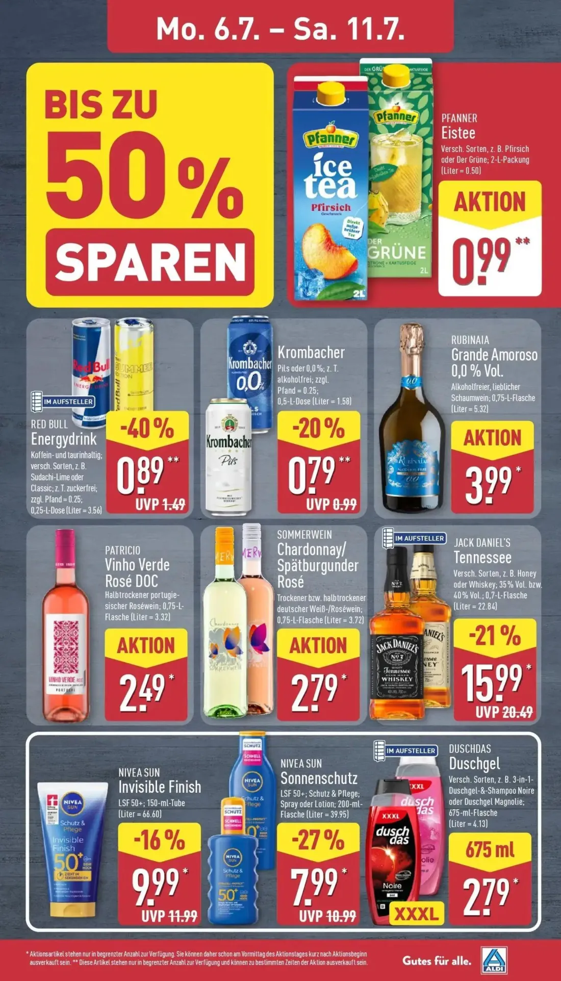 Aldi Nord Prospekt, Seite 11 von 41 — NIVEA SUN Sonnenschutz, NIVEA SUN Invisible Finish, RED BULL Energydrink