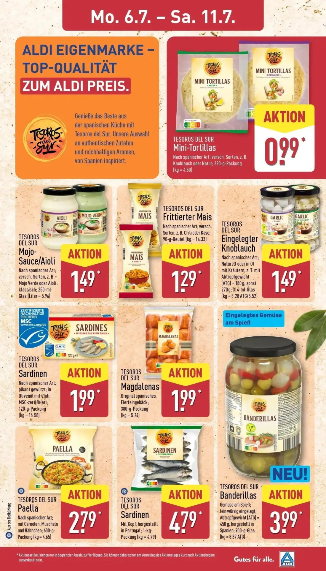 Aldi Nord Prospekt, Seite 13 von 41 — Mini-Tortillas, Mojo-Sauce/Aioli, Frittierter Mais