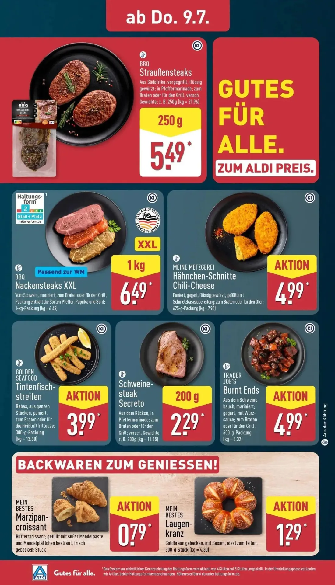 Aldi Nord Prospekt, Seite 30 von 41 — BBQ Straußensteaks, BBQ Nackensteaks XXL, MEINE METZGEREI Hähnchen-Schnitte Chili-Chee…