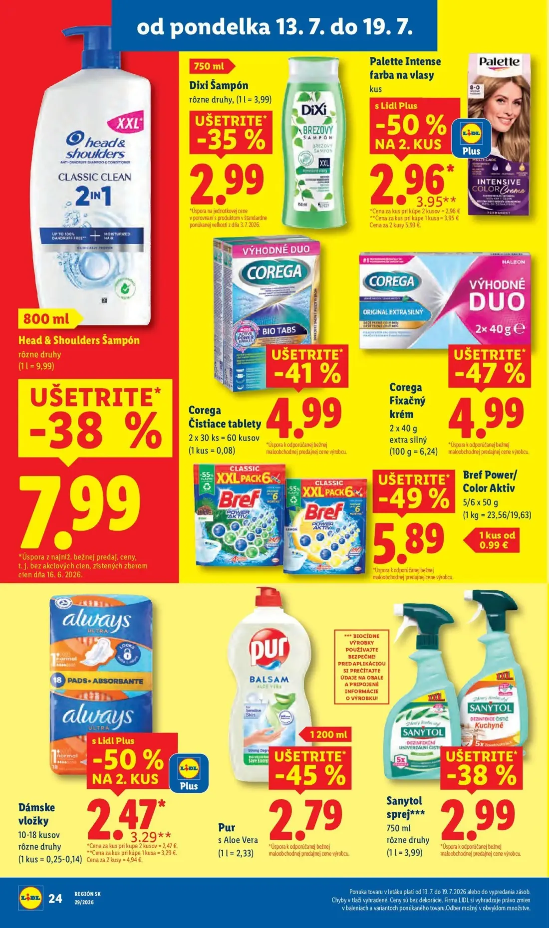 Lidl leták, strana 28 z 94 — Dixi Šampón, Bref Power/Color Aktiv, Pur s Aloe Vera