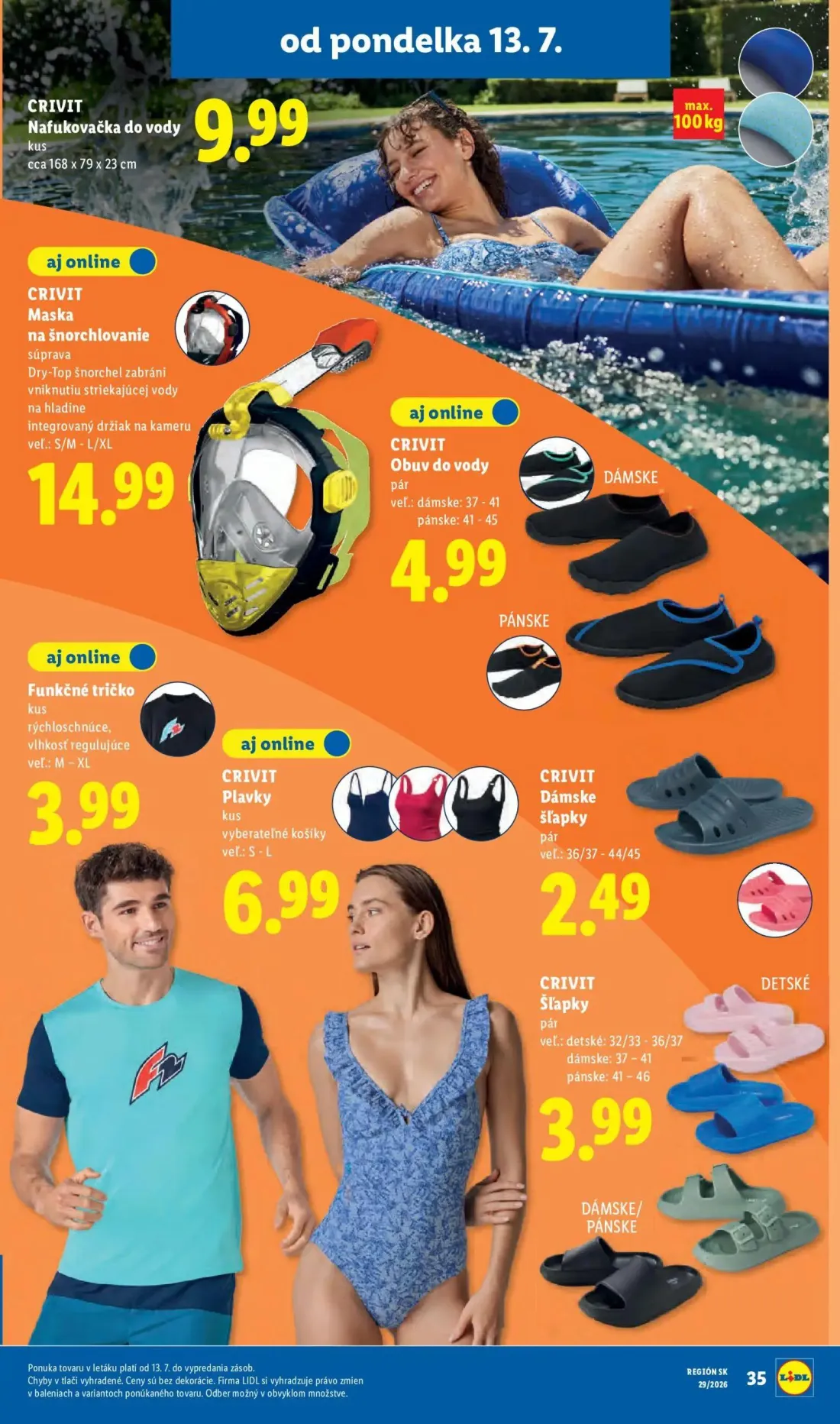 Lidl leták, strana 45 z 94 — Nafukovačka do vody, Maska na šnorchlovanie, Obuv do vody