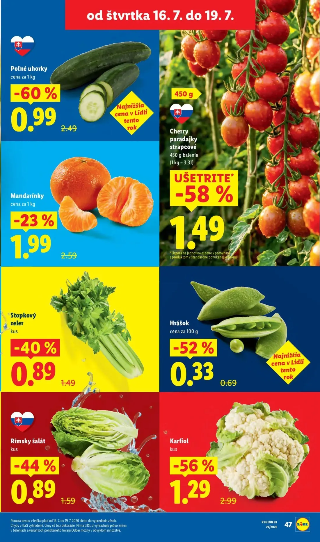 Lidl leták, strana 55 z 94 — Cherry paradajky strapcové, Karfiol, Poľné uhorky