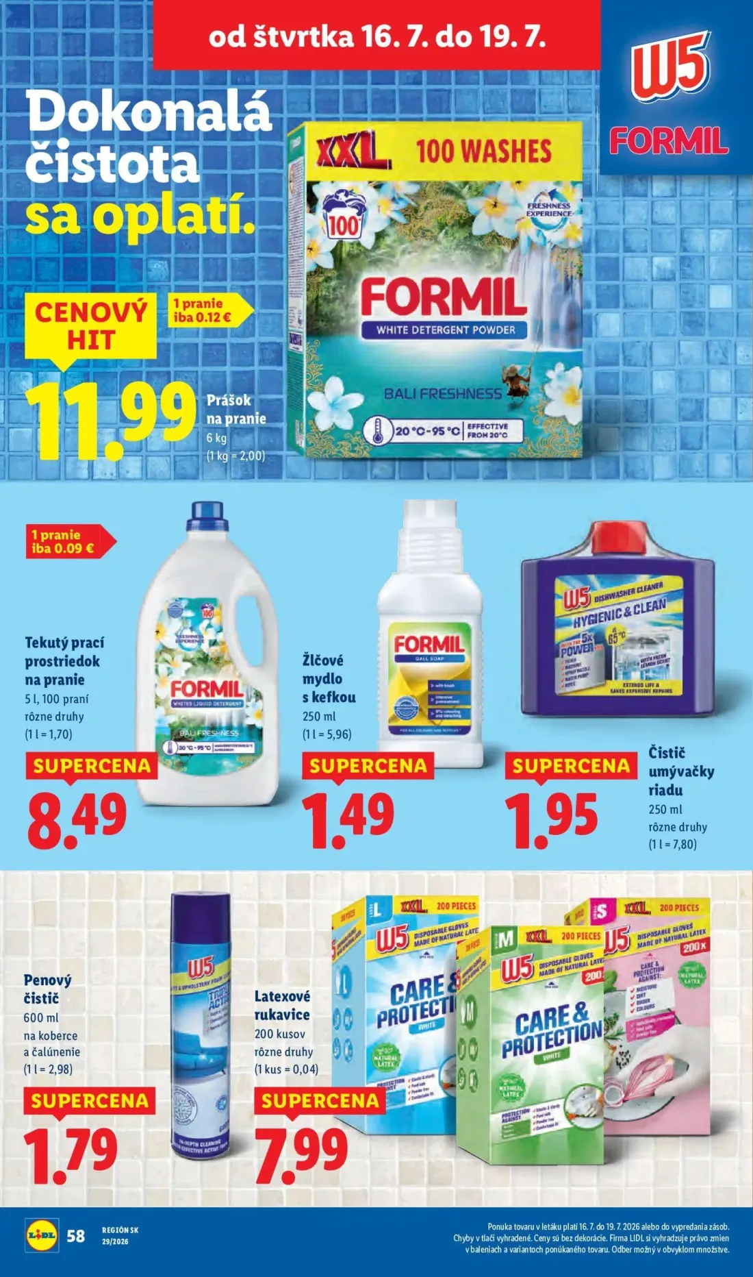 Lidl leták, strana 70 z 94 — Prášok na pranie FORMIL WHITE DETERGENT POWDER, Tekutý prací prostriedok na pranie FORMIL WHITE…