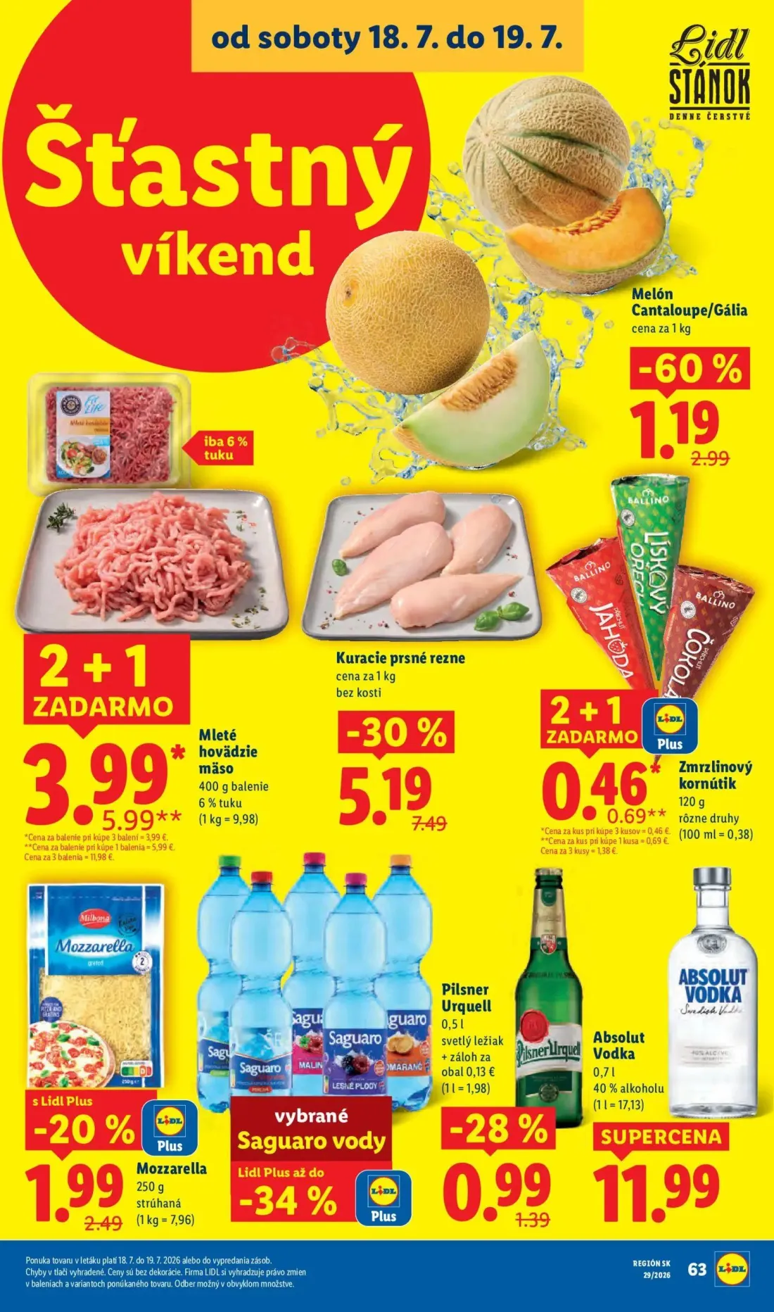 Lidl leták, strana 86 z 94 — Kuracie prsné rezne, Mleté hovädzie mäso, Melón Cantaloupe/Gália