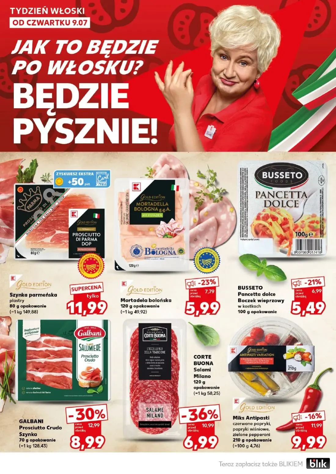Kaufland gazetka, strona 14 z 36 — GALBANI Prosciutto Crudo Szynka, CORTE BUONA Salami Milano, Miks Antipasti czerwone papry…