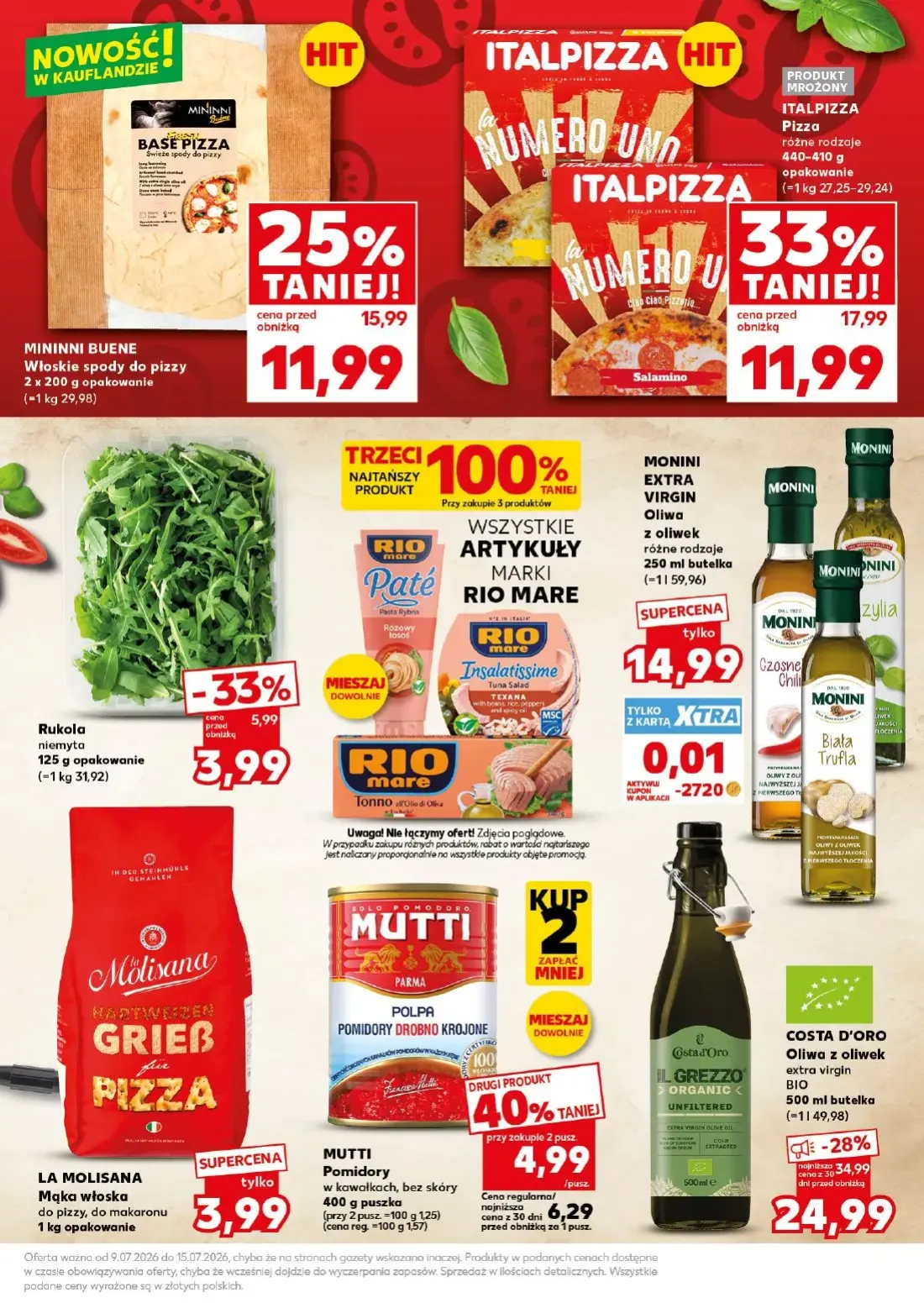 Kaufland gazetka, strona 17 z 36 — COSTA D'ORO Oliwa z oliwek extra virgin BIO, ITALPIZZA Pizza, MININNI BUENE Włoskie spody…