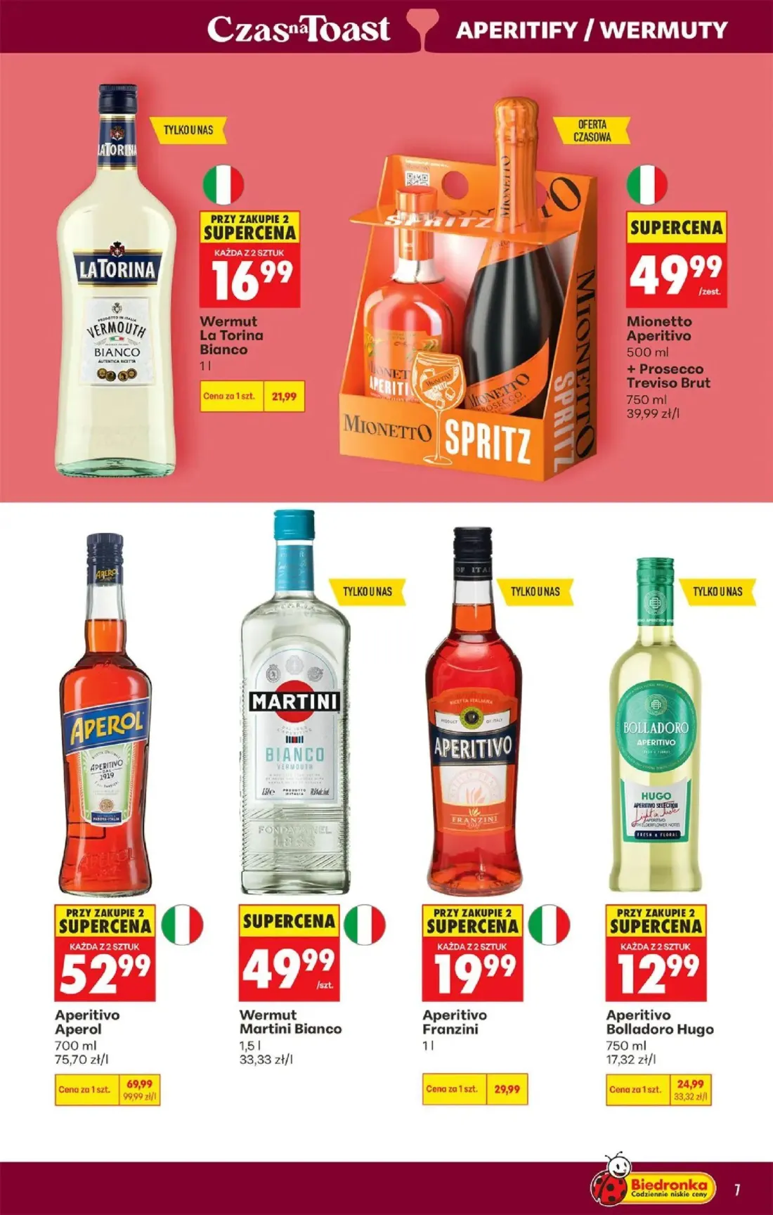 Biedronka gazetka, strona 7 z 36 — Aperitivo Aperol, Aperitivo Bolladoro Hugo, Aperitivo Franzini