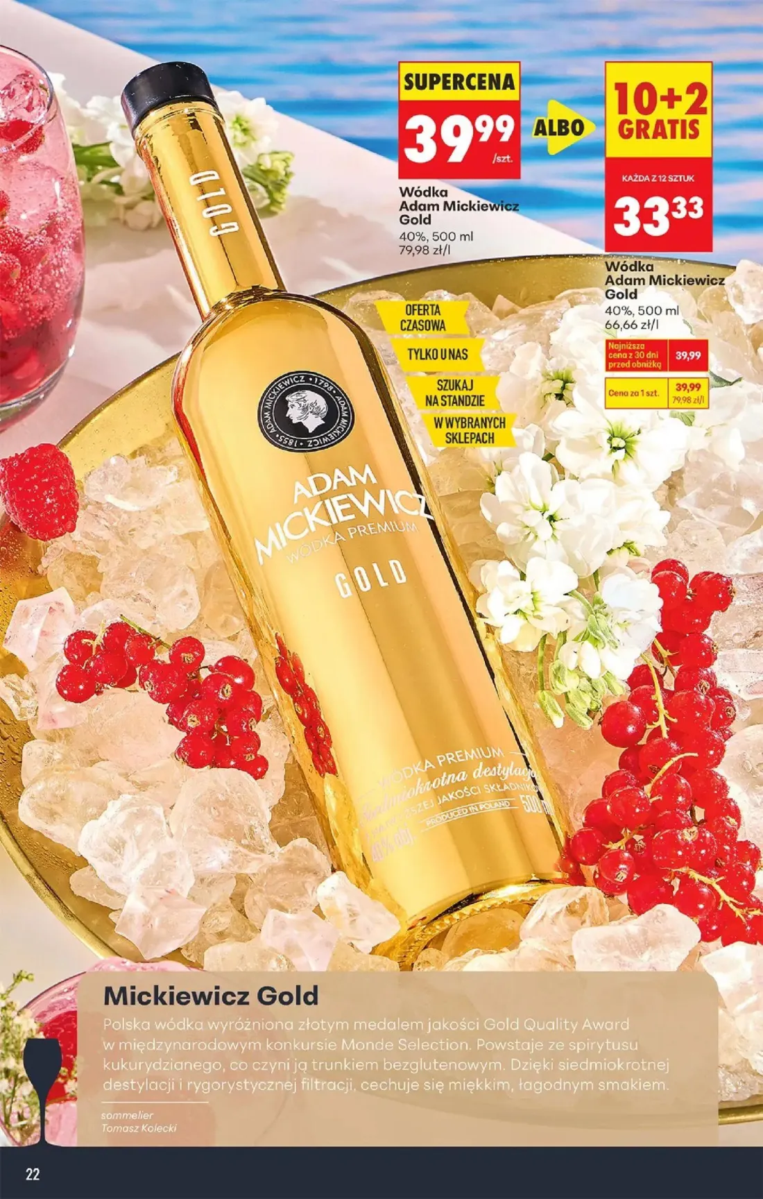 Biedronka gazetka, strona 22 z 36 — Wódka Adam Mickiewicz Gold, Wódka Adam Mickiewicz Gold