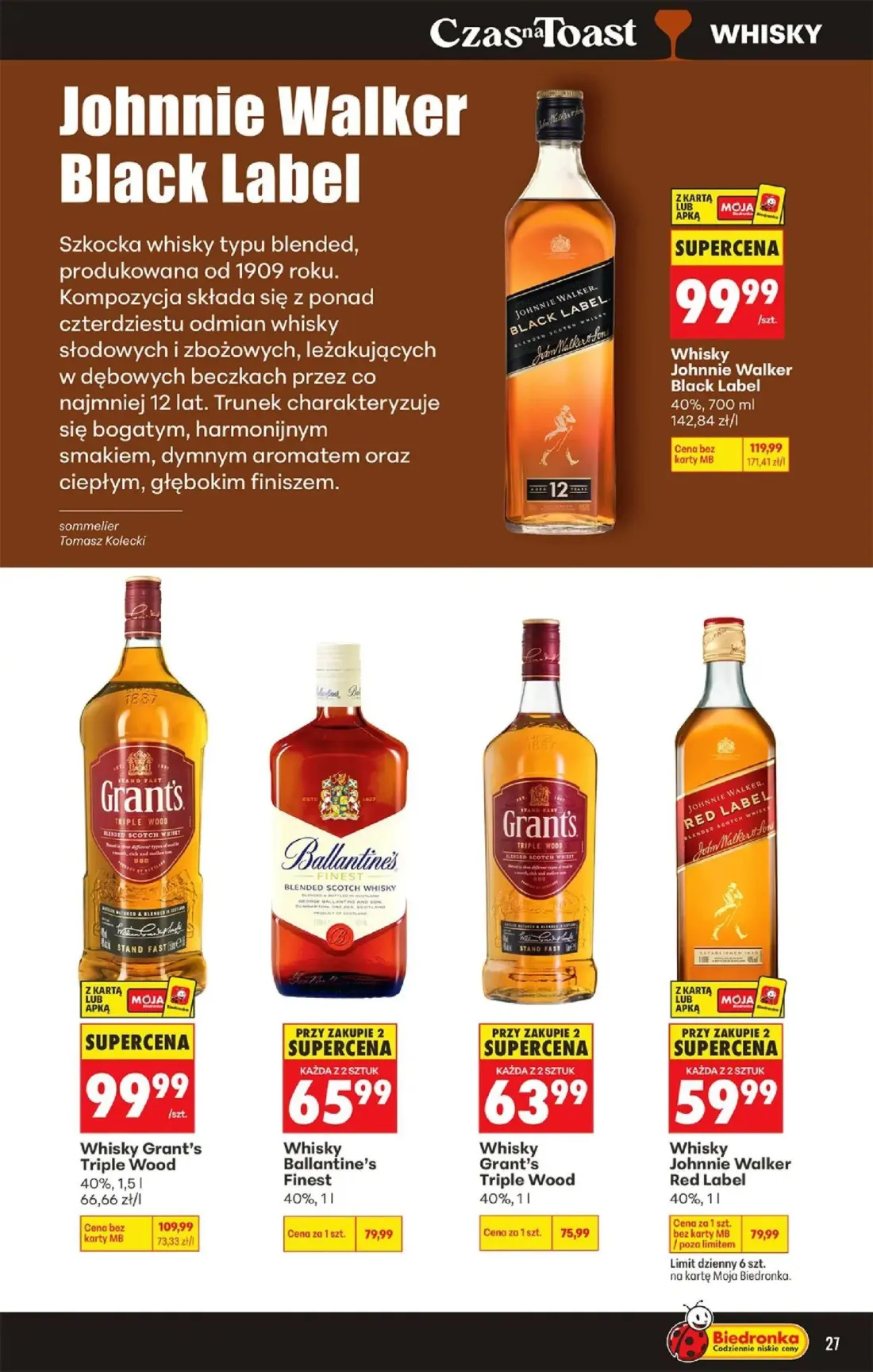 Biedronka gazetka, strona 27 z 36 — Whisky Johnnie Walker Black Label, Whisky Johnnie Walker Red Label, Whisky Ballantine's …