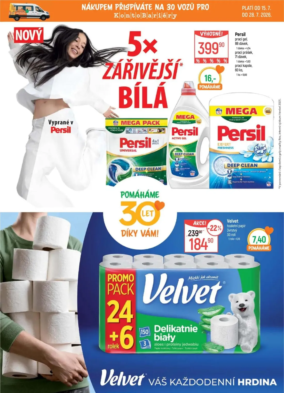GLOBUS leták, strana 20 z 57 — Velvet toaletní papír 3vrstvý, Persil prací gel, 88 dávek