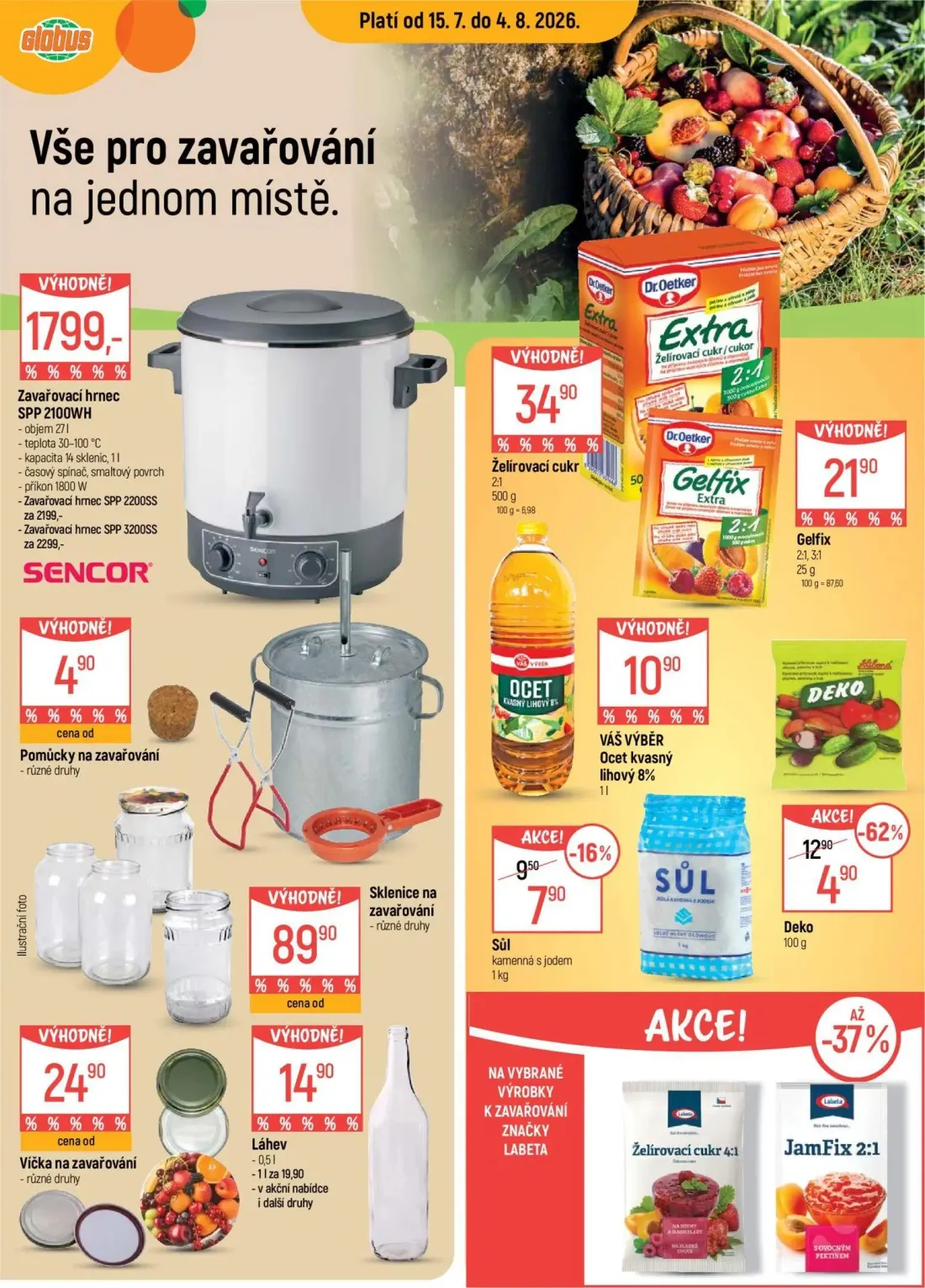 GLOBUS leták, strana 24 z 57 — Deko, Sůl kamenná s jodem, Zavařovací hrnec SPP 2100WH