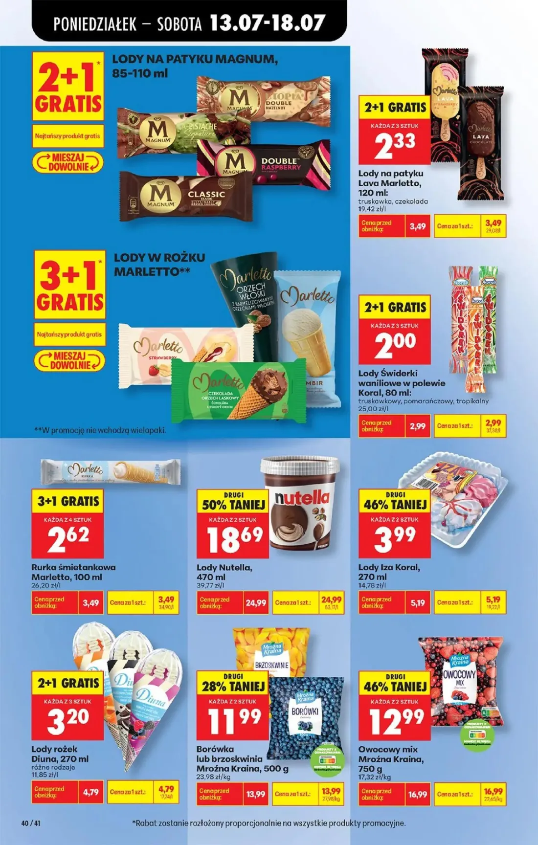 Biedronka gazetka, strona 54 z 88 — Lody Nutella, Lody rożek Diuna, Lody Iza Koral