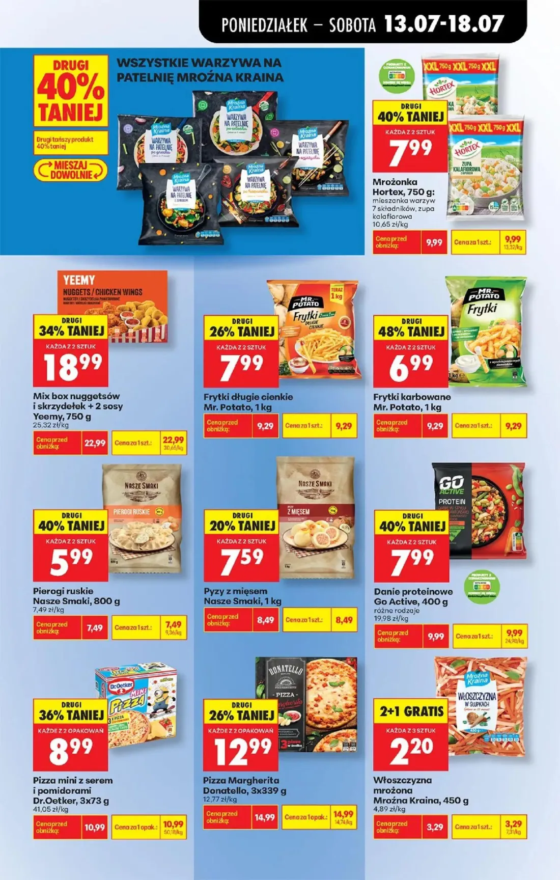 Biedronka gazetka, strona 55 z 88 — Mix box nuggetsów i skrzydełek + 2 sosy Yeemy, Frytki karbowane Mr. Potato, Mrożonka Hor…