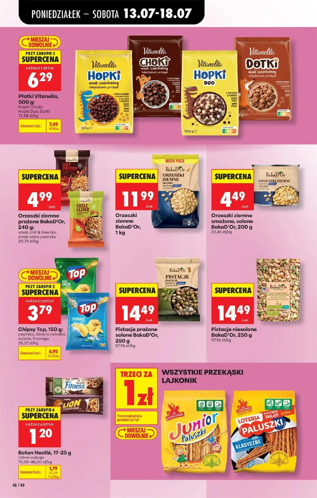 Biedronka gazetka, strona 66 z 88 — Płatki Vitanella Hopki, Choki, Hopki Duo, Dotki, Chipsy Top, papryka, zielona cebulka, s…
