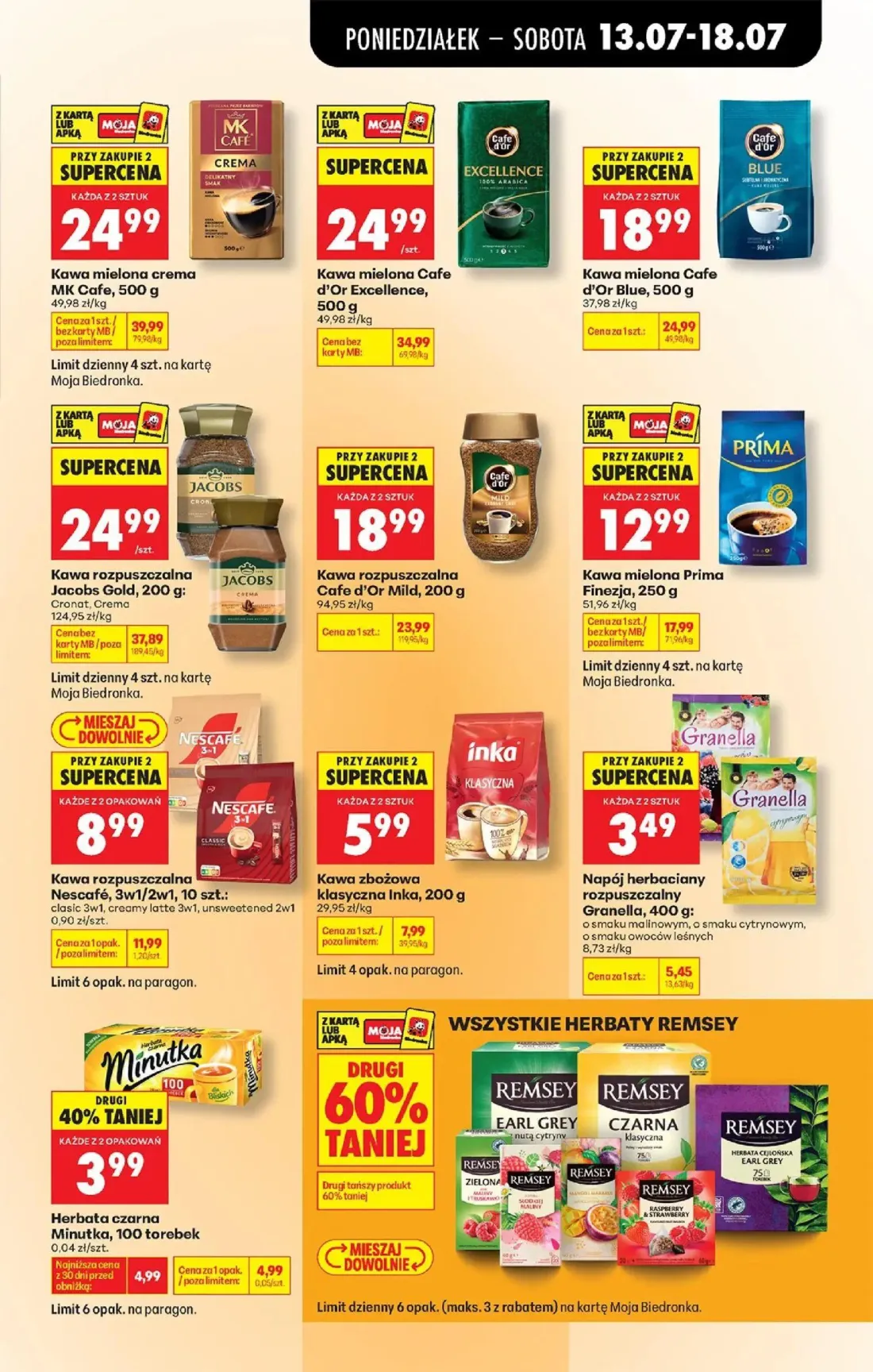 Biedronka gazetka, strona 67 z 88 — Kawa mielona crema MK Cafe, Kawa rozpuszczalna Jacobs Gold, Kawa mielona Cafe d'Or Excel…