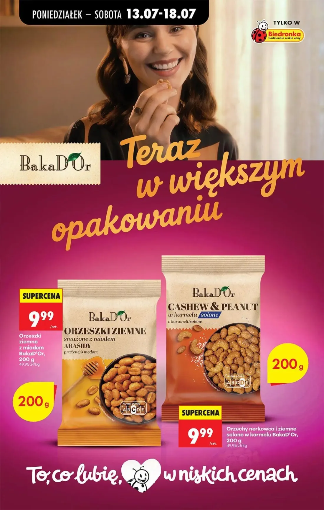 Biedronka gazetka, strona 68 z 88 — Orzeszki ziemne z miodem BakaD'Or, Orzechy nerkowca i ziemne solone w karmelu BakaD'Or