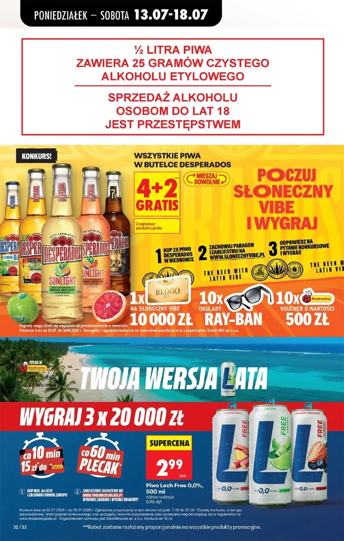 Biedronka gazetka, strona 72 z 88 — Piwo Lech Free 0,0%