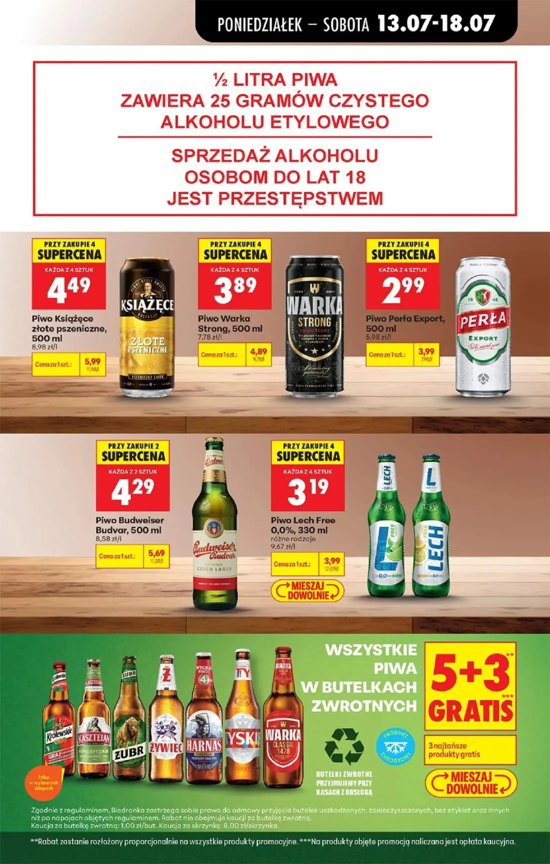Biedronka gazetka, strona 73 z 88 — Piwo Książęce złote pszeniczne,, Piwo Budweiser Budvar,, Piwo Warka Strong,