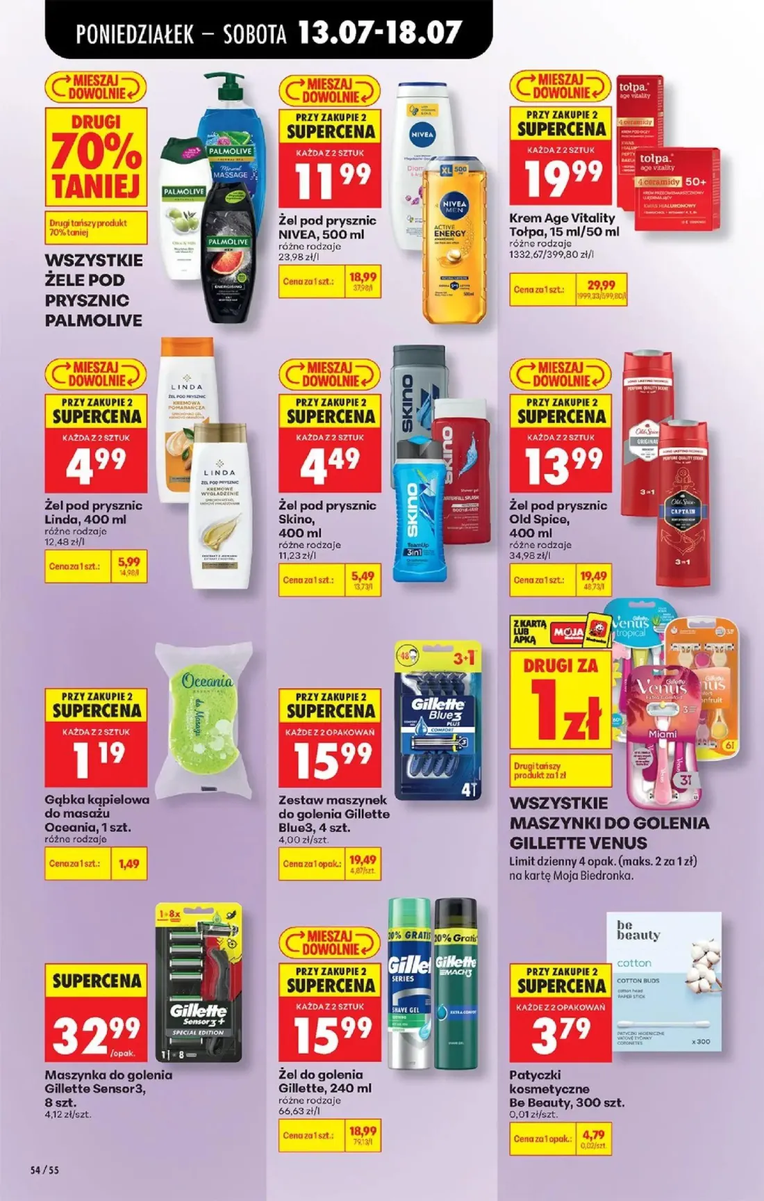 Biedronka gazetka, strona 74 z 88 — Żel pod prysznic NIVEA, Żel pod prysznic Old Spice, Zestaw maszynek do golenia Gillette …
