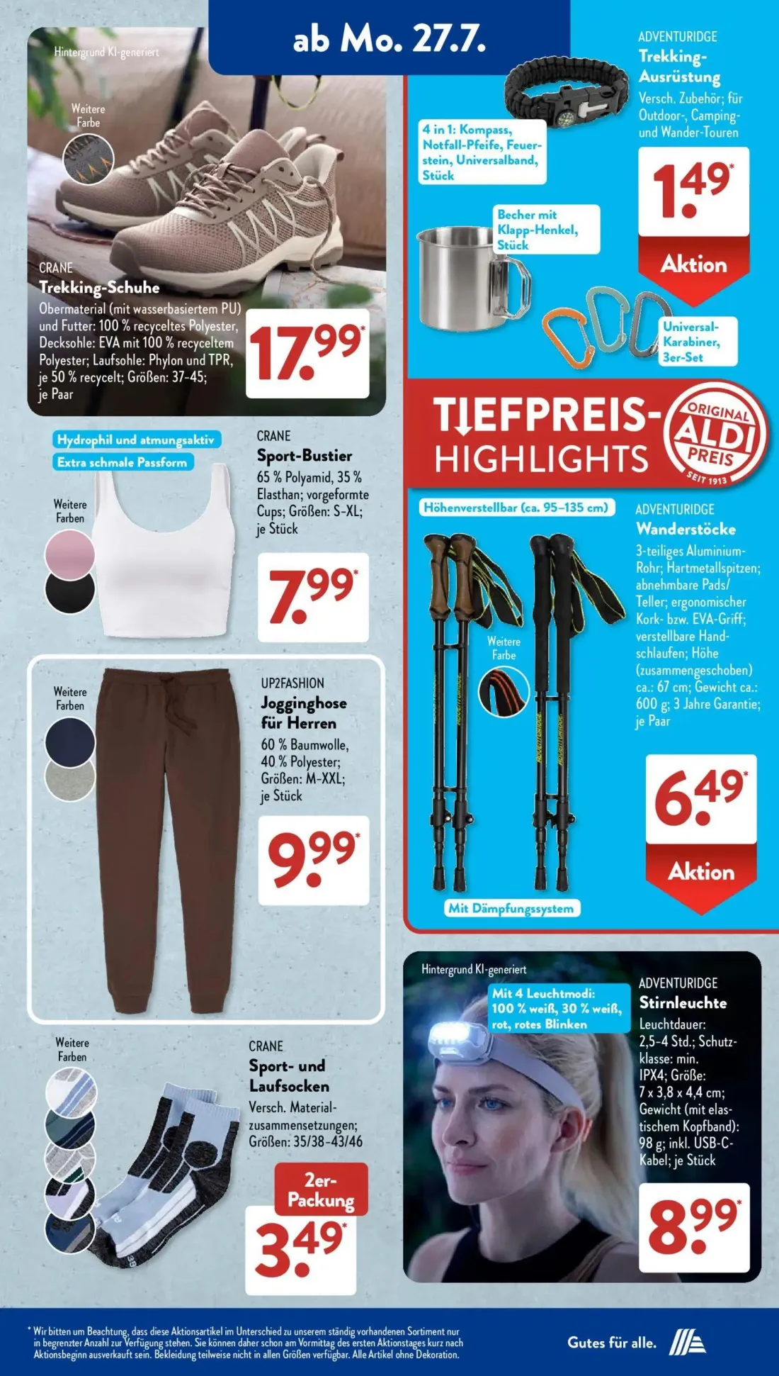 Aldi Süd Prospekt, Seite 2 von 22 — ADVENTURIDGE Trekking-Ausrüstung, CRANE Trekking-Schuhe, CRANE Sport-Bustier