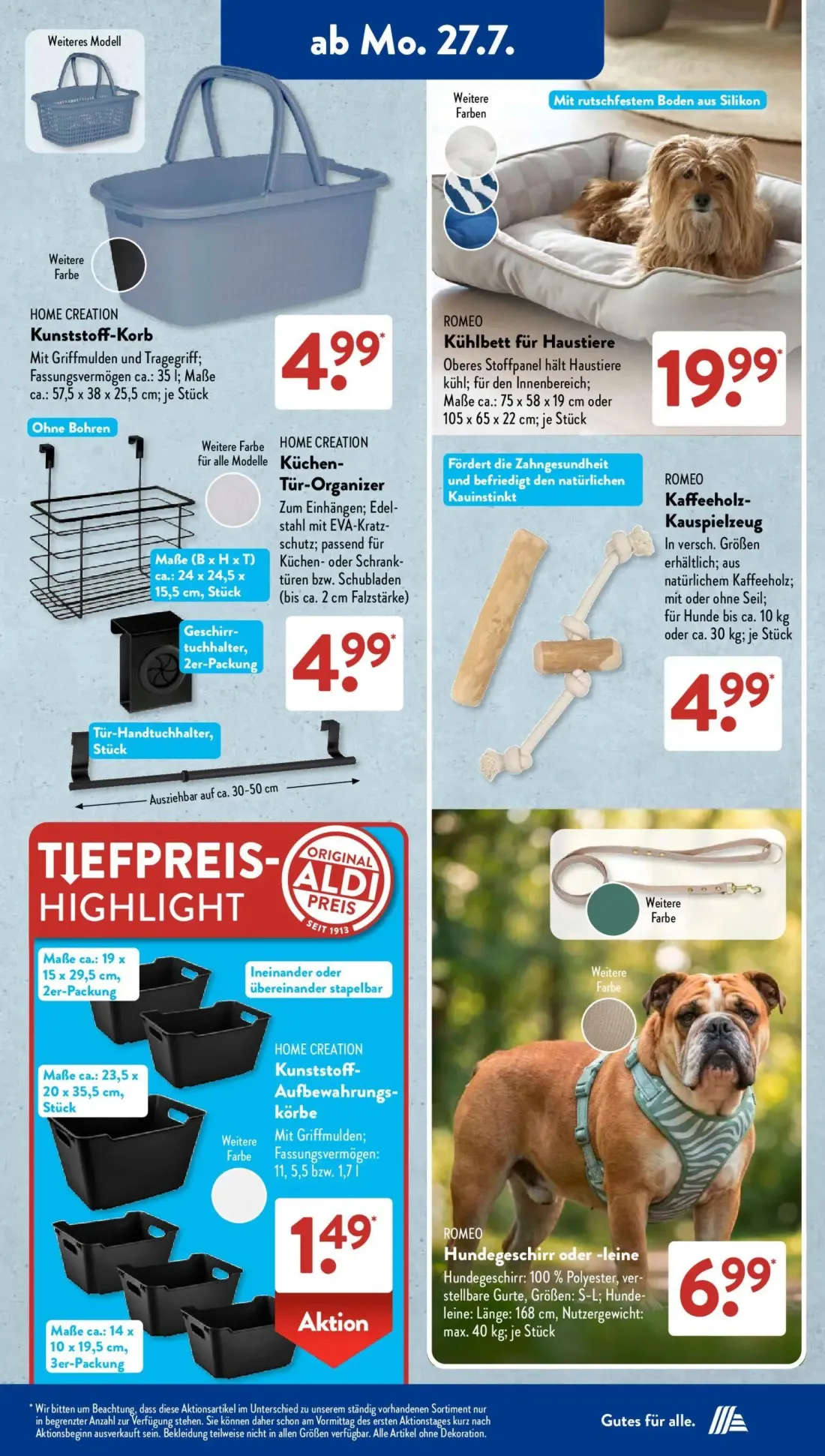 Aldi Süd Prospekt, Seite 6 von 22 — Kunststoff-Korb, Küchen-Tür-Organizer, Kühlbett für Haustiere
