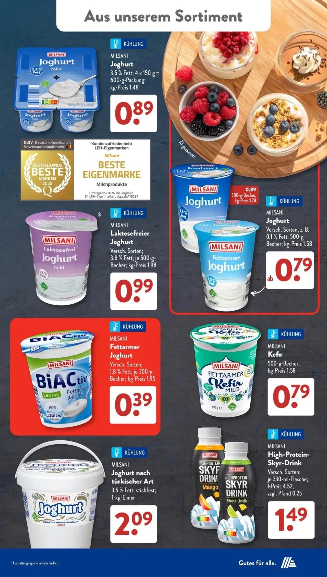 Aldi Süd Prospekt, Seite 19 von 22 — MILSANI Joghurt, MILSANI Laktosefreier Joghurt, MILSANI Joghurt