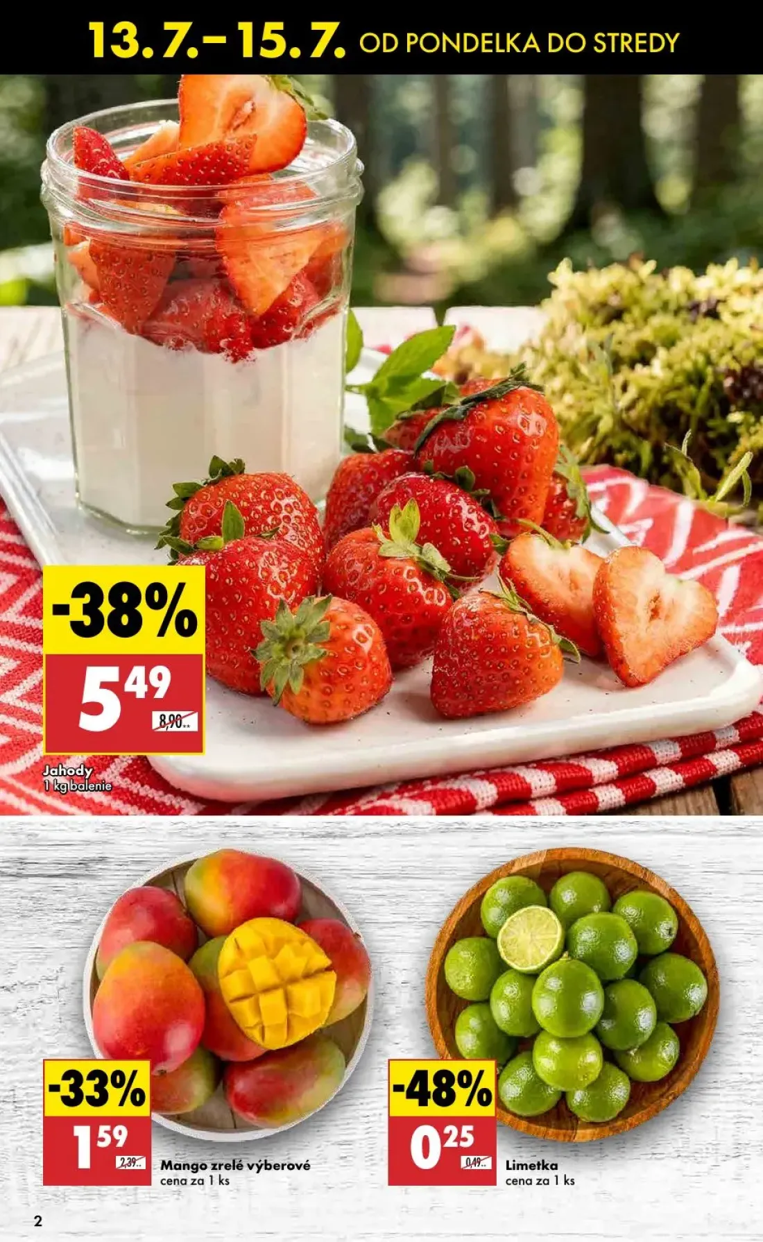 Biedronka leták, strana 2 z 10 — Jahody, Mango zrelé výberové, Limetka