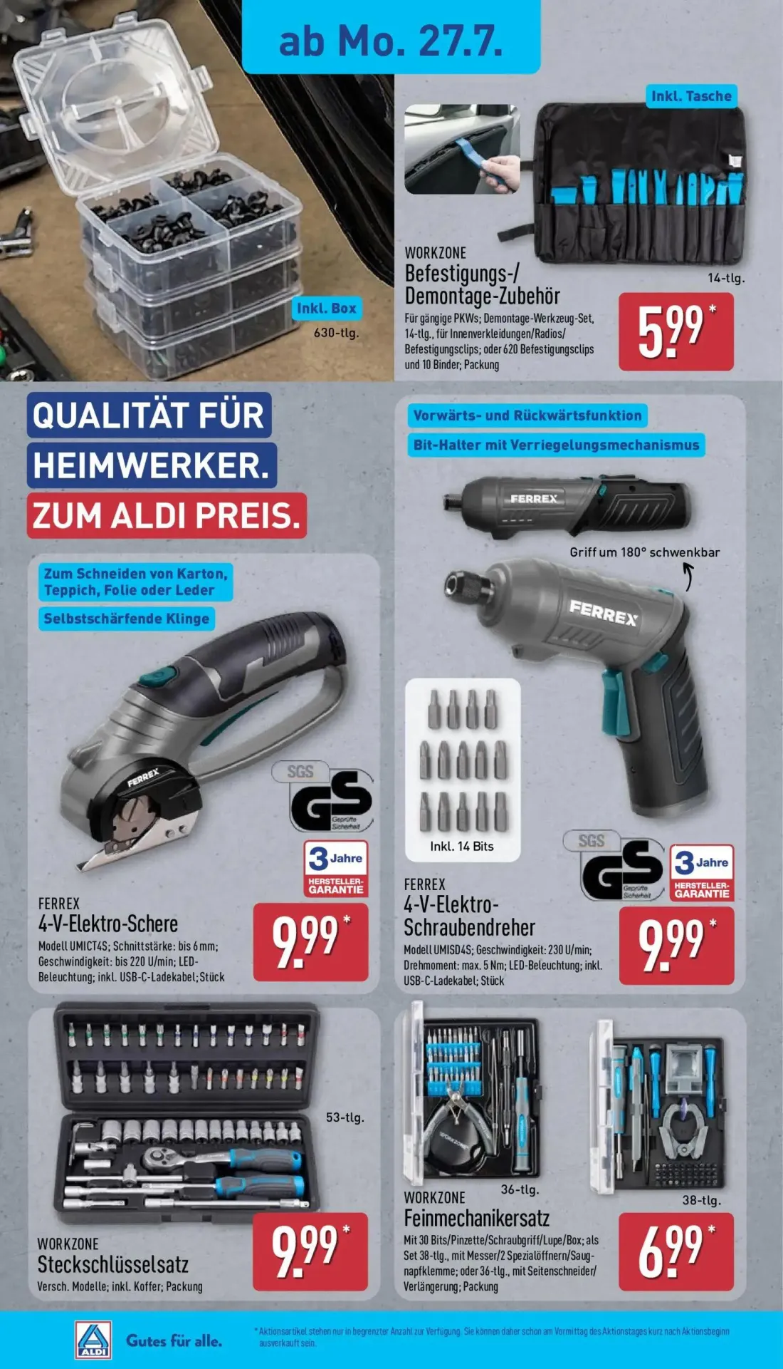 Aldi Nord Prospekt, Seite 2 von 15 — WORKZONE Befestigungs-/ Demontage-Zubehör, FERREX 4-V-Elektro-Schere, FERREX 4-V-Elektr…