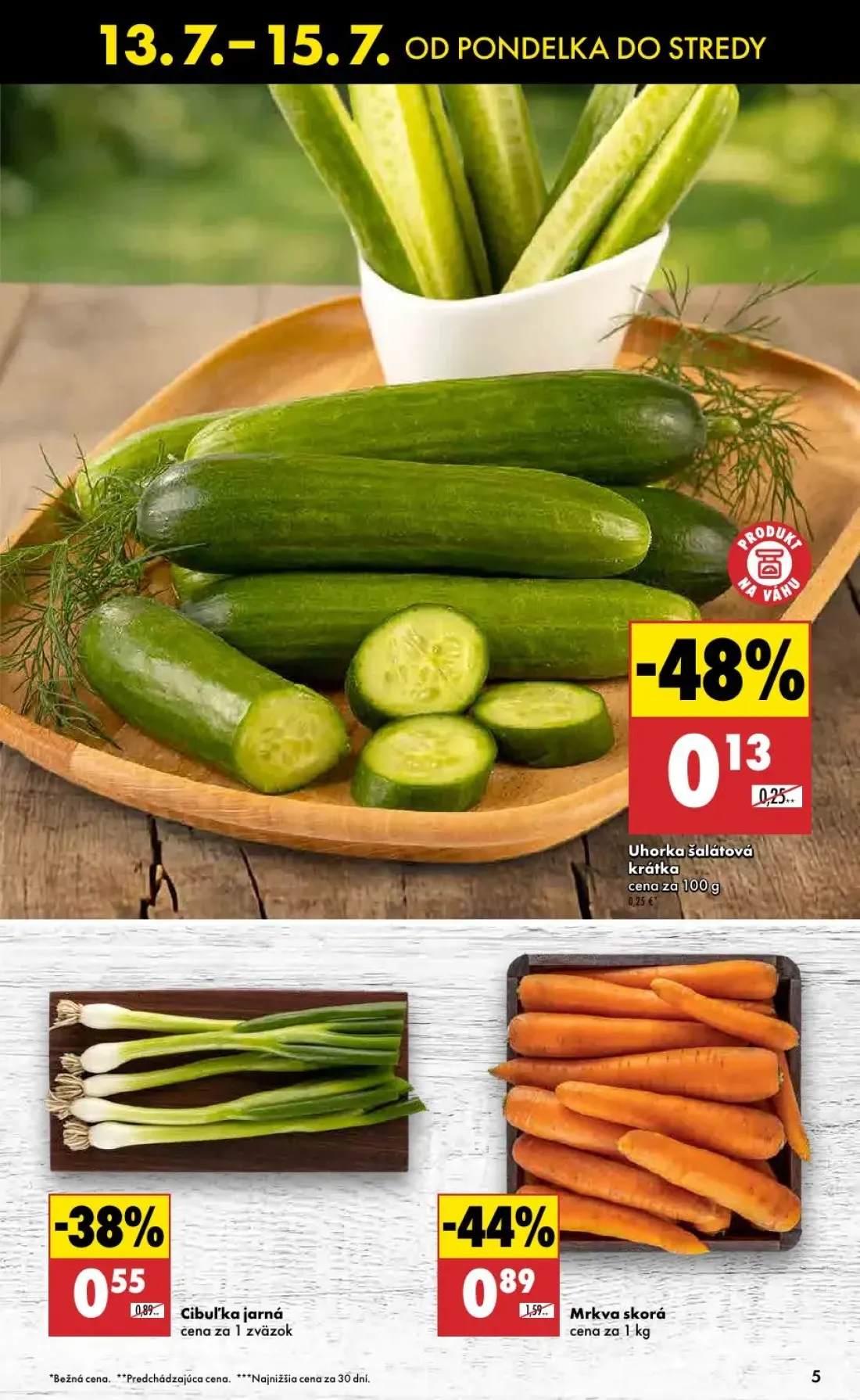 Biedronka leták, strana 5 z 10 — Mrkva skorá, Cibuľka jarná, Uhorka šalátová krátka