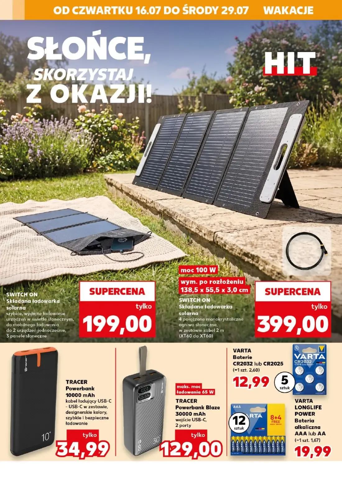 Kaufland gazetka, strona 6 z 16 — SWITCH ON Składana ładowarka solarna, SWITCH ON Składana ładowarka solarna, VARTA Baterie …