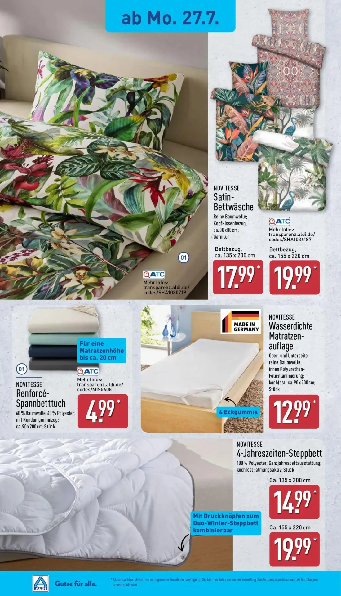 Aldi Nord Prospekt, Seite 6 von 15 — 4-Jahreszeiten-Steppbett, Satin-Bettwäsche, Renforcé-Spannbetttuch