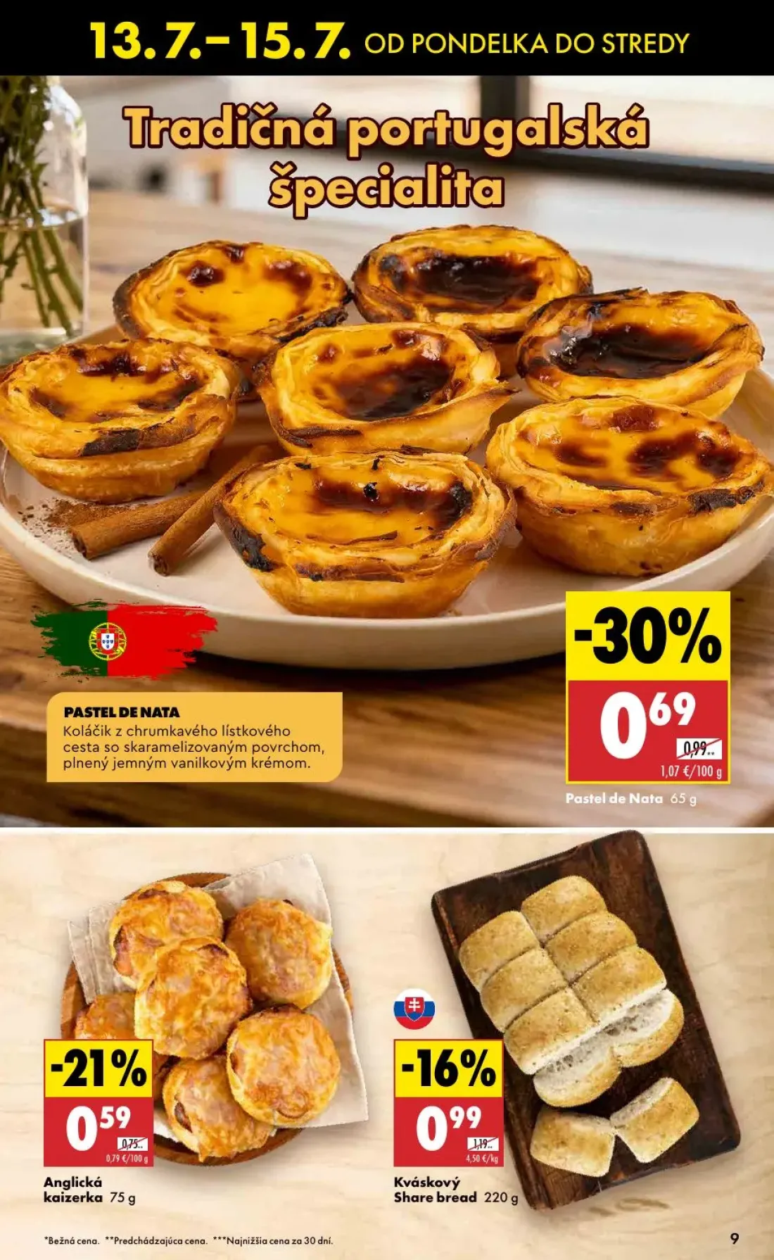 Biedronka leták, strana 9 z 10 — Pastel de Nata, Anglická kaizerka, Kváskový Share bread