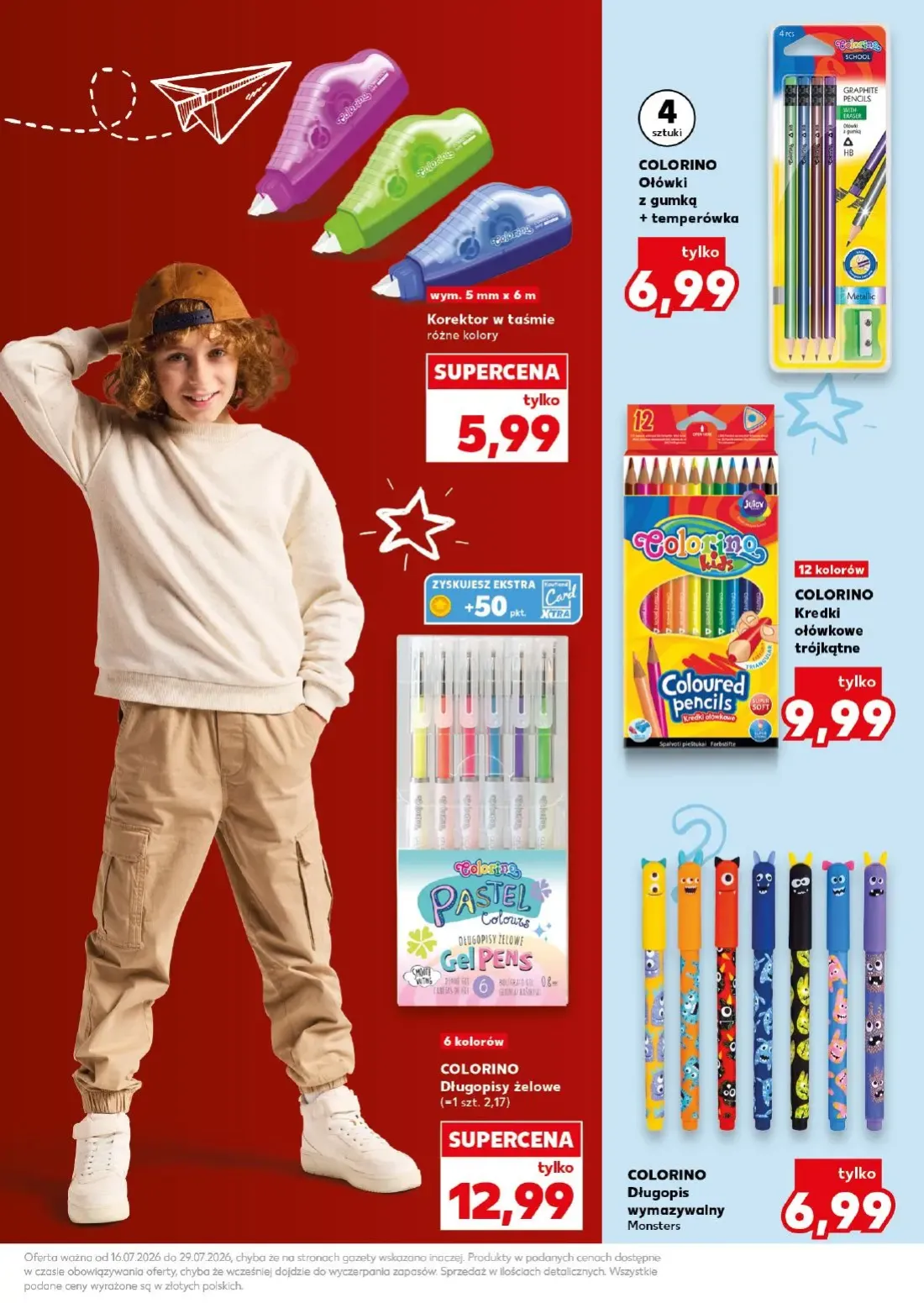 Kaufland gazetka, strona 7 z 32 — COLORINO Długopisy żelowe, COLORINO Kredki ołówkowe trójkątne, Korektor w taśmie