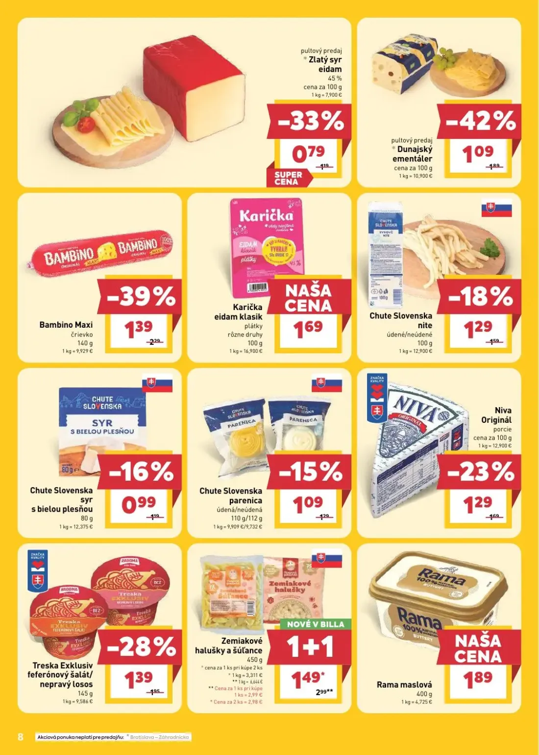 Billa leták, strana 8 z 30 — Chute Slovenska parenica údená/neúdená