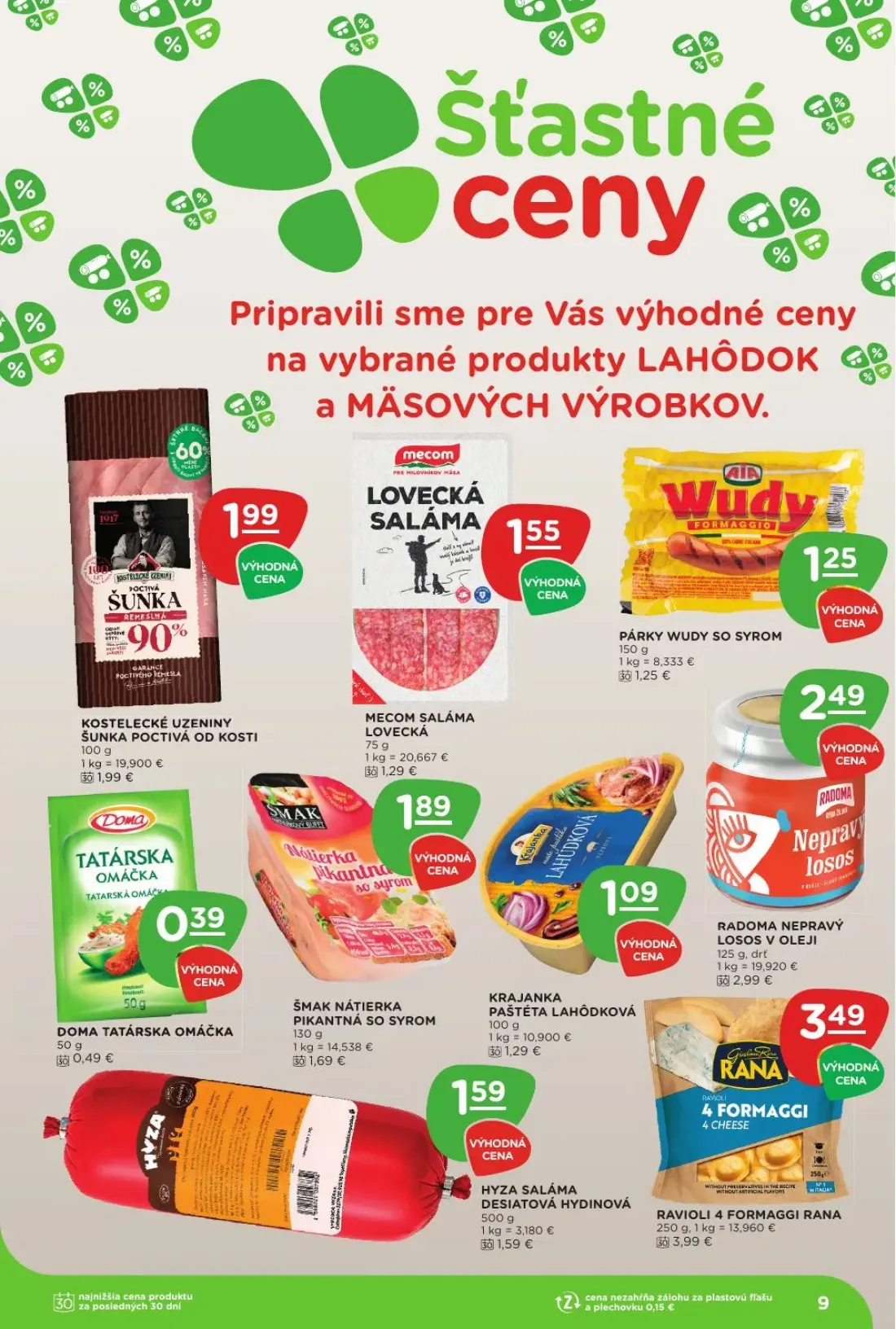 Terno leták, strana 9 z 29 — RADOMA NEPRAVÝ LOSOS V OLEJI, RAVIOLI 4 FORMAGGI RANA, MECOM SALÁMA LOVECKÁ