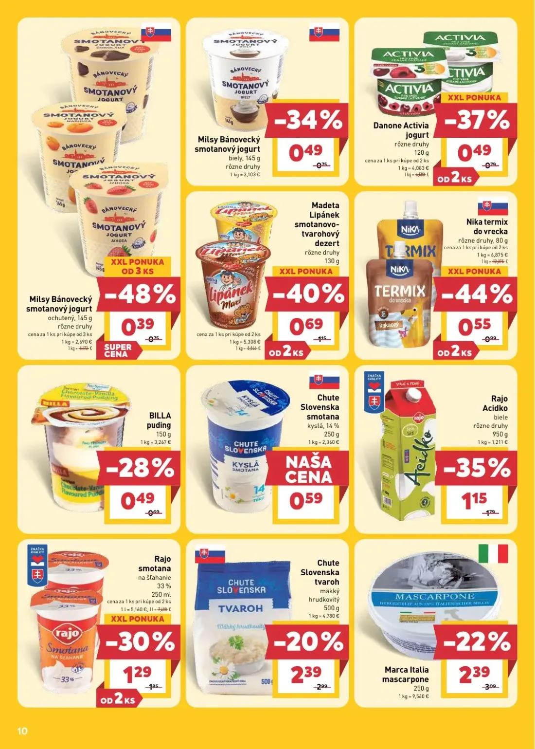 Billa leták, strana 10 z 30 — Danone Activia jogurt, Milsy Bánovecký smotanový jogurt