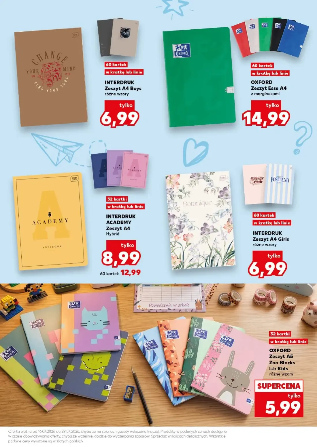 Kaufland gazetka, strona 5 z 32 — INTERDRUK ACADEMY Zeszyt A4 Hybrid, INTERDRUK Zeszyt A4 Boys różne wzory, OXFORD Zeszyt Es…
