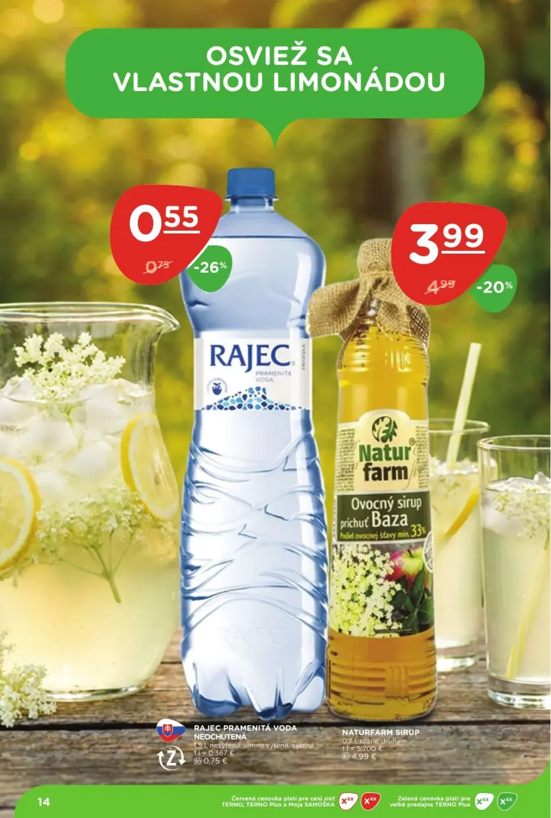 Terno leták, strana 14 z 29 — NATURFARM SIRUP, RAJEC PRAMENITÁ VODA NEOCHUTENÁ