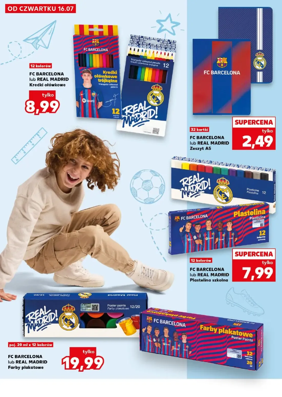 Kaufland gazetka, strona 14 z 32 — FC BARCELONA lub REAL MADRID Kredki ołówkowe, FC BARCELONA lub REAL MADRID Zeszyt A5, FC …