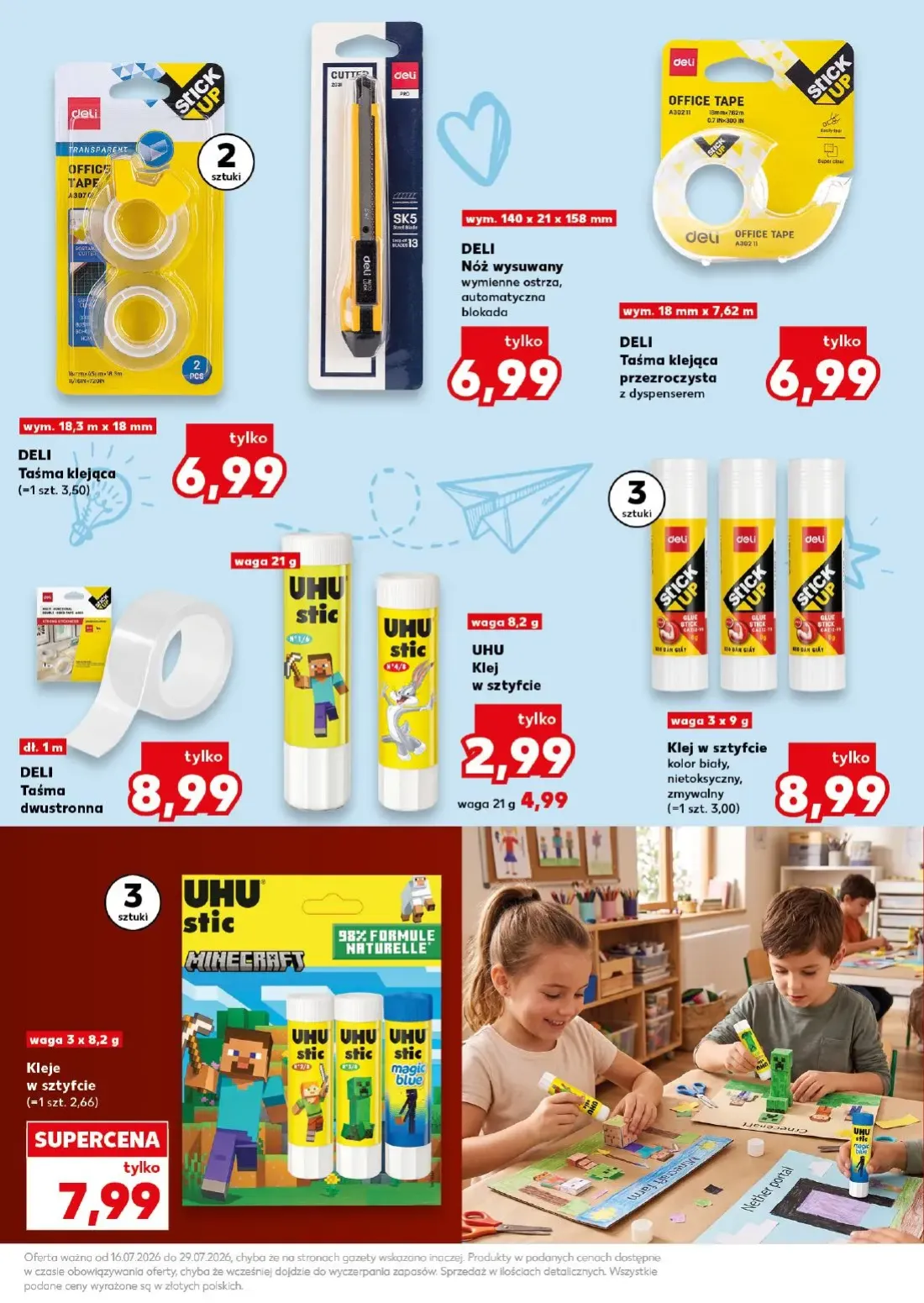 Kaufland gazetka, strona 9 z 32 — UHU Klej w sztyfcie, DELI Taśma klejąca, DELI Nóż wysuwany