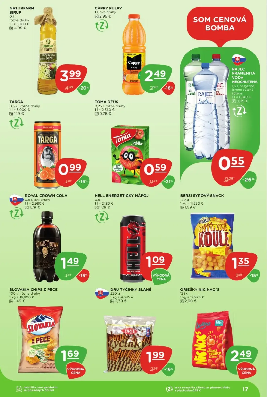 Terno leták, strana 17 z 29 — NATURFARM SIRUP, RAJEC PRAMENITÁ VODA, TARGA