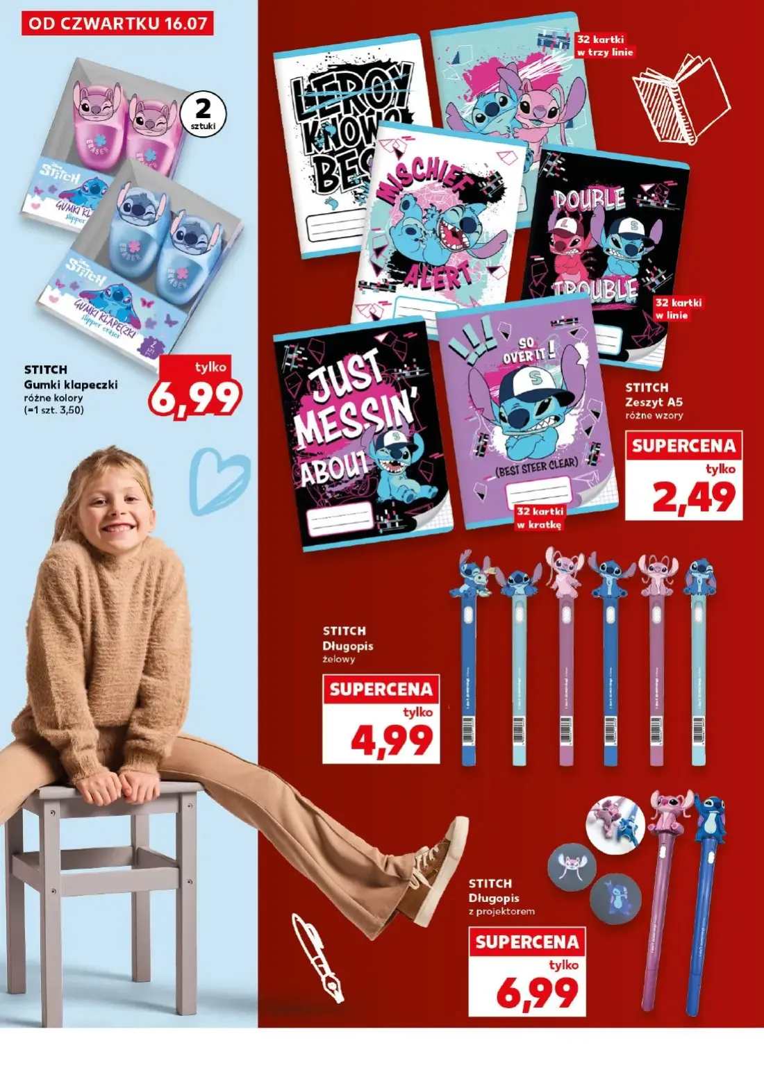 Kaufland gazetka, strona 18 z 32 — STITCH Gumki klapeczki, STITCH Zeszyt A5, STITCH Długopis żelowy