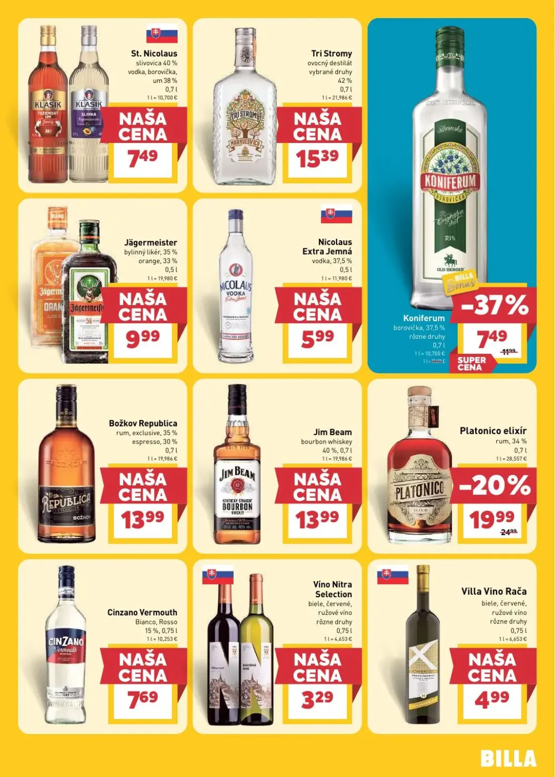 Billa leták, strana 21 z 30 — Jägermeister bylinný likér, Jim Beam bourbon whiskey