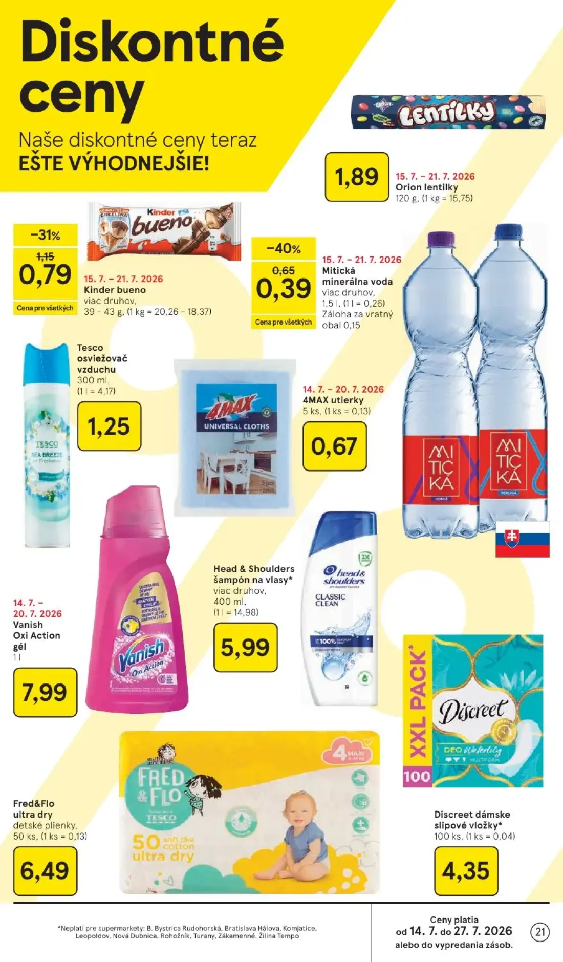 Tesco Supermarket leták, strana 21 z 33 — 4MAX utierky, Vanish Oxi Action gél