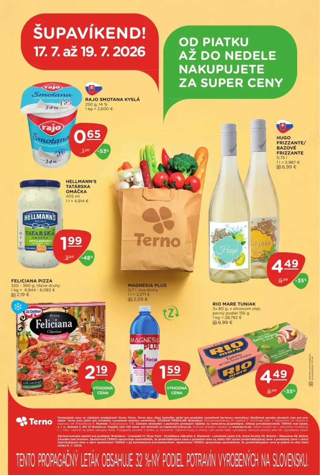 Terno leták, strana 28 z 29 — FELICIANA PIZZA, HELLMANN'S TATÁRSKA OMÁČKA, MAGNESIA PLUS