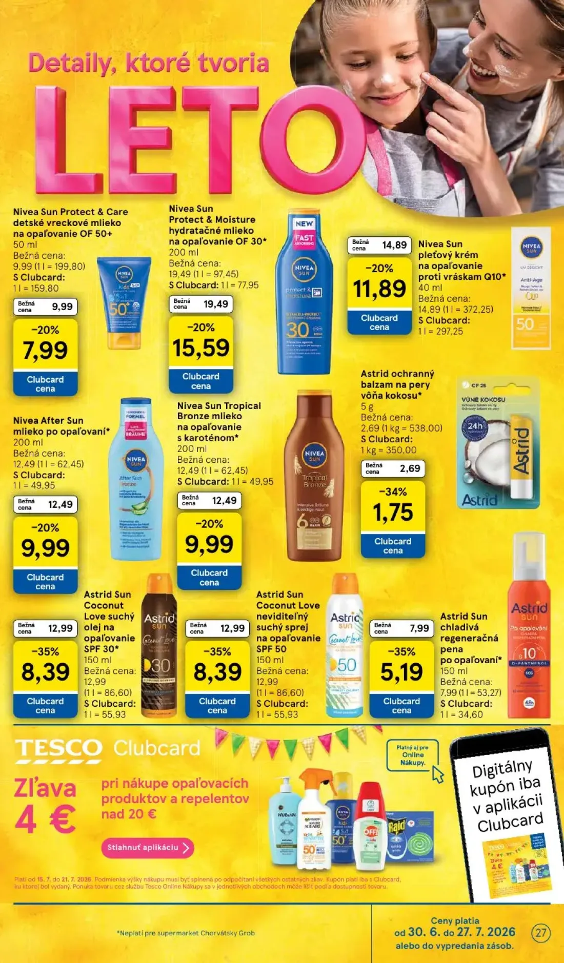 Tesco Supermarket leták, strana 27 z 33 — Astrid Sun Coconut Love suchý olej na opaľovanie SPF 30*, Astrid Sun Coconut Love …