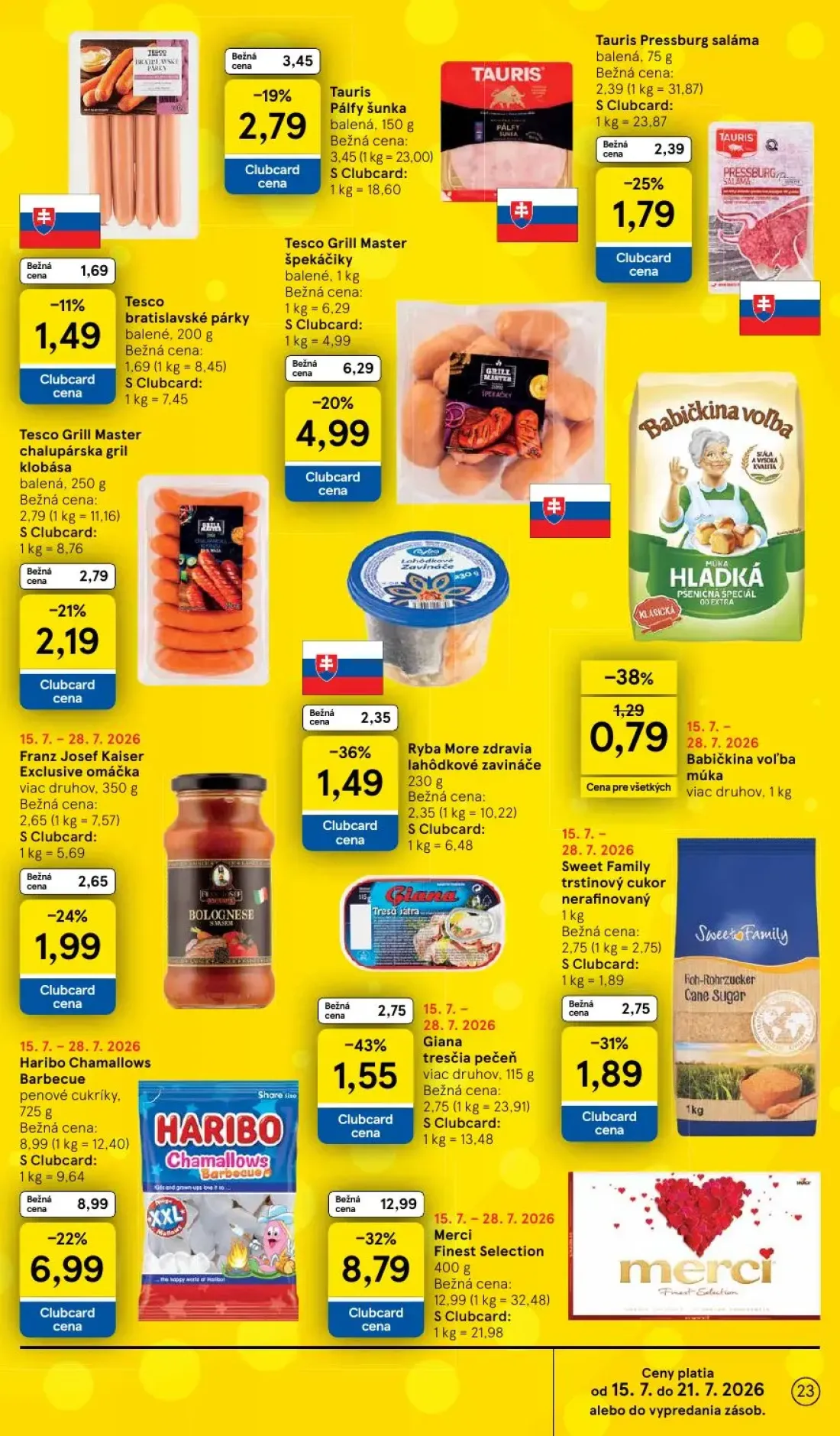 Tesco leták, strana 23 z 52 — Tesco Grill Master špekáčiky, Tesco Grill Master chalupárska gril klobása
