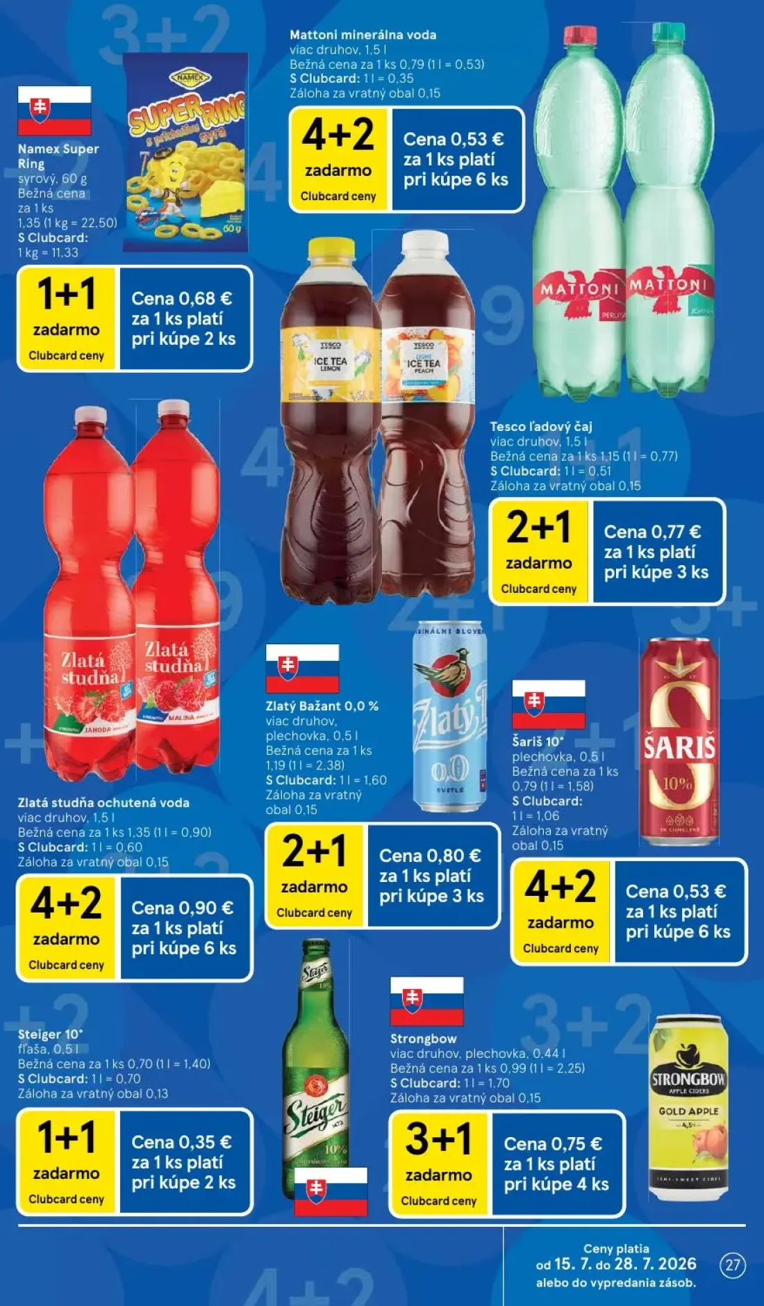 Tesco leták, strana 27 z 52 — Zlatý Bažant 0,0%, Steiger 10°, Šariš 10°