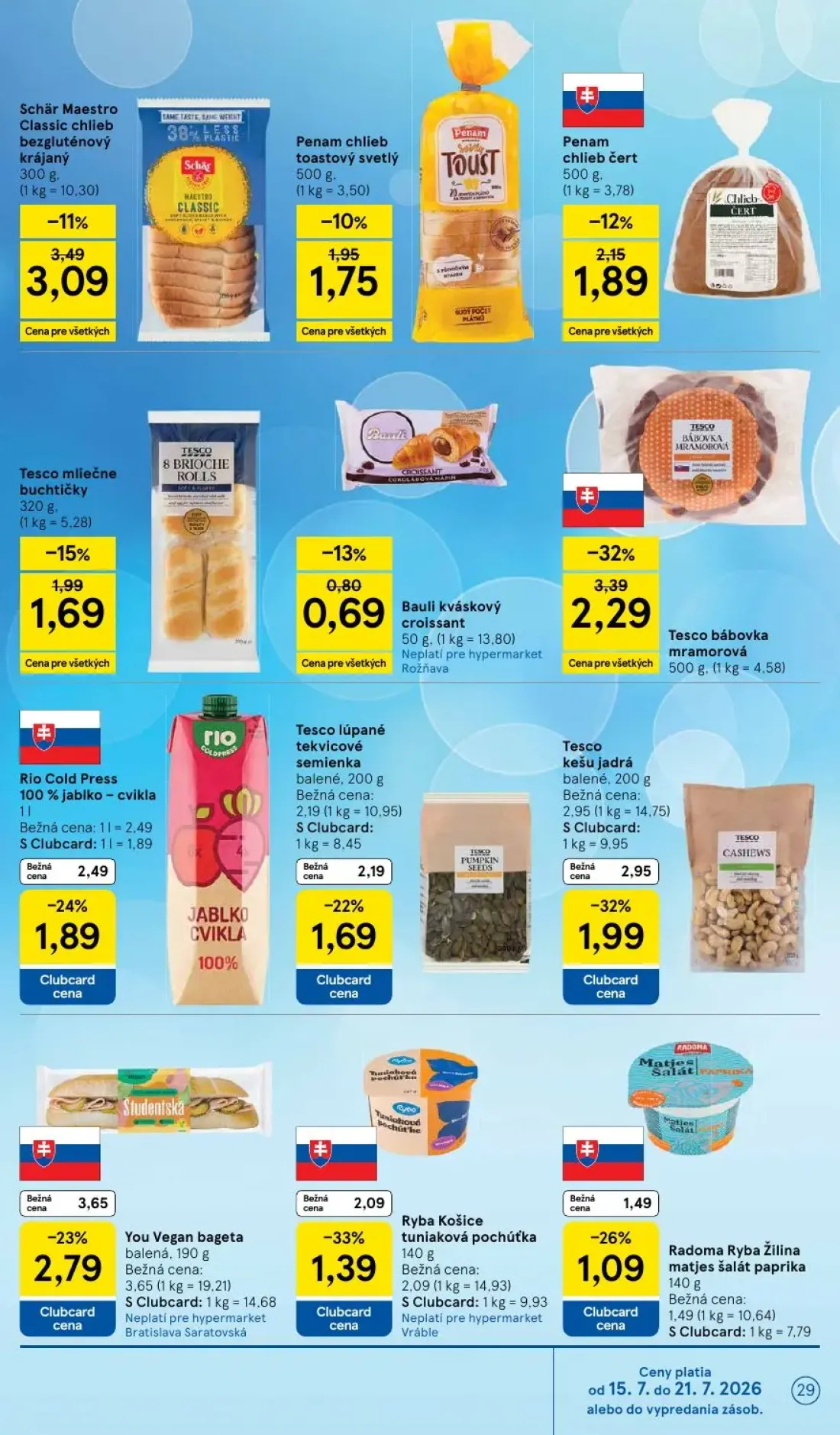 Tesco leták, strana 29 z 52 — Tesco bábovka mramorová, Schär Maestro Classic chlieb bezgluténový krájaný, Tesco mliečne buch…