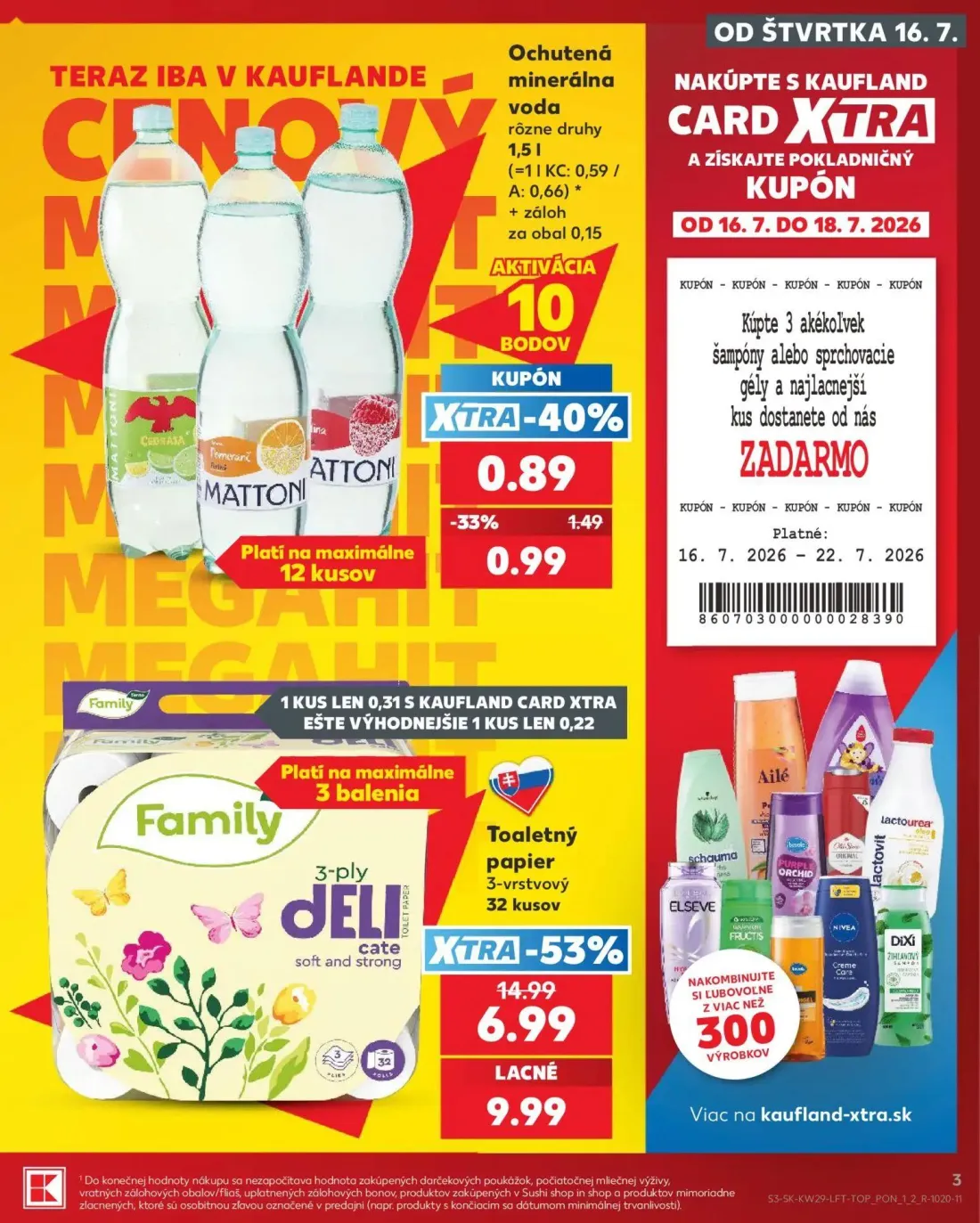 Kaufland leták, strana 3 z 86 — Toaletný papier, Ochutená minerálna voda